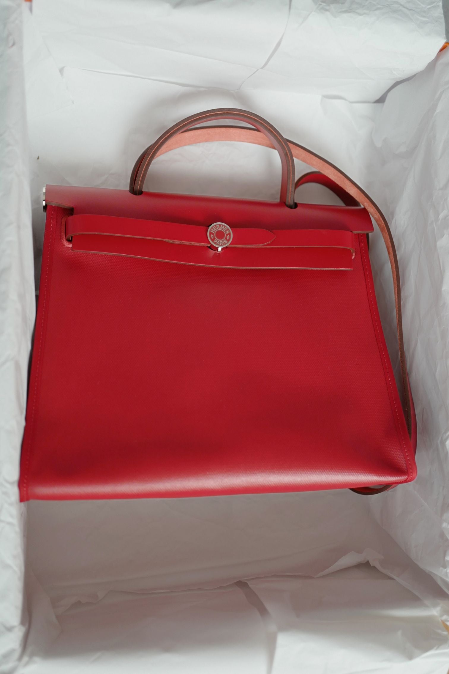 BNIB Hermes Herbag Zip 31 Berline Rouge Piment Waterproof