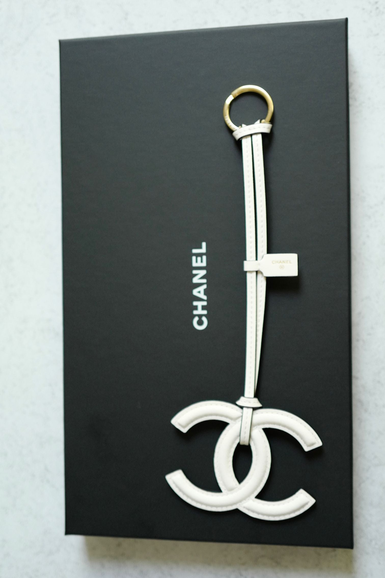 Chanel 26S Mini Bag Charm White Lambskin Leather
