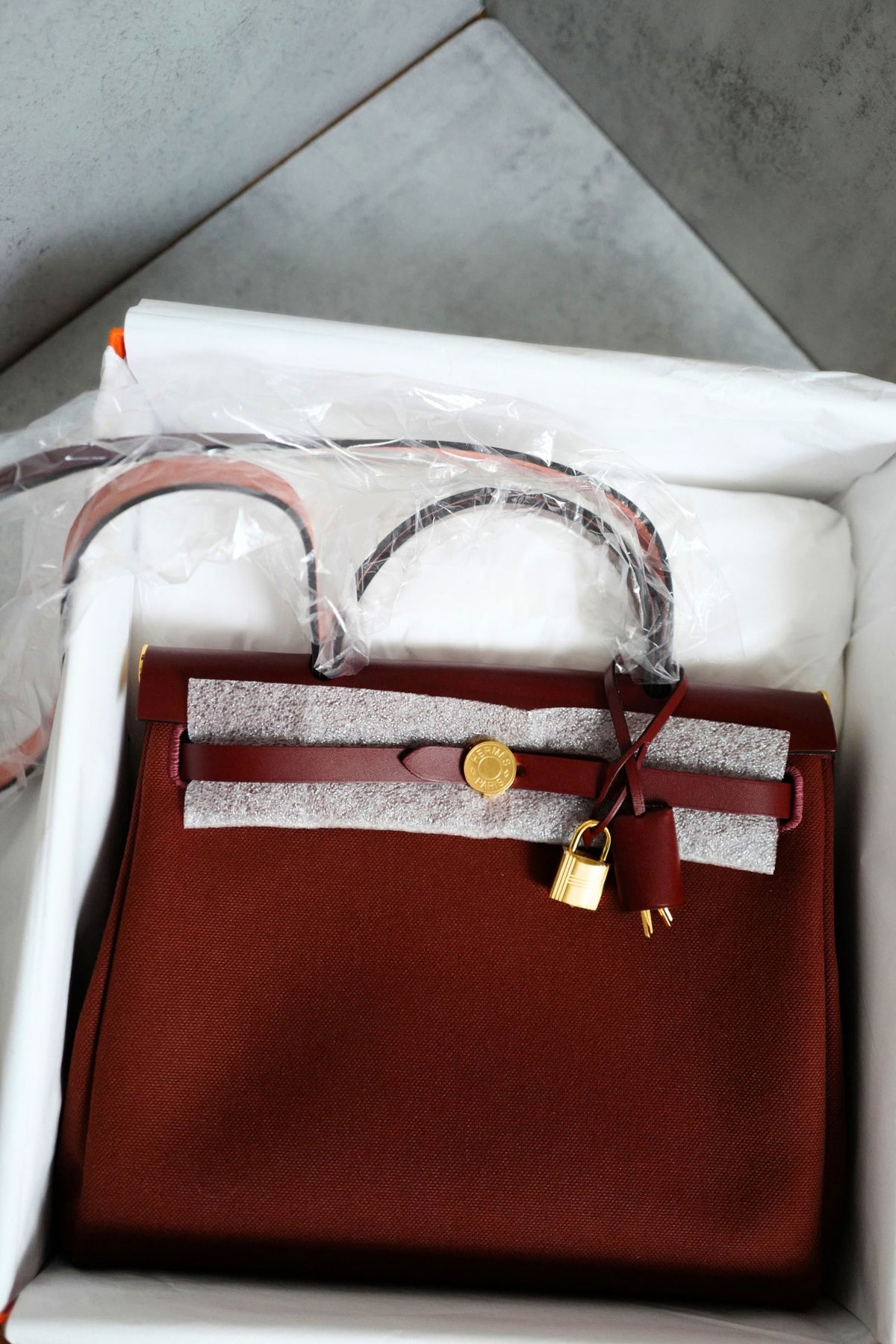 Hermes Herbag Zip 31 Rouge H Militaire Canvas Leather Gold Hardware