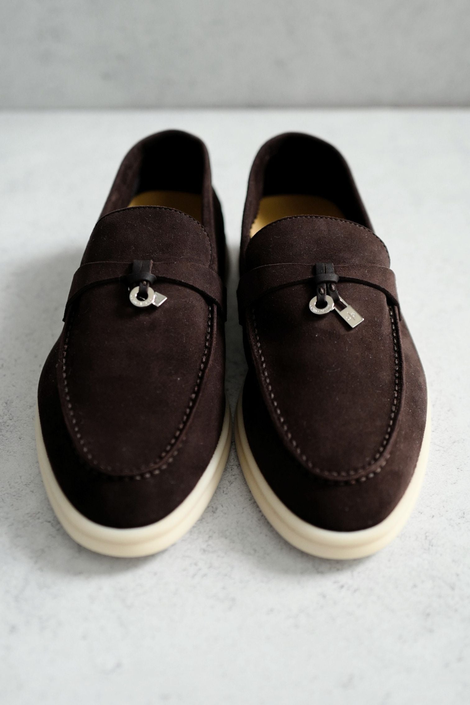 Loro Piana Summer Charms Walk Loafer Chocolate Suede Calfskin Size 37