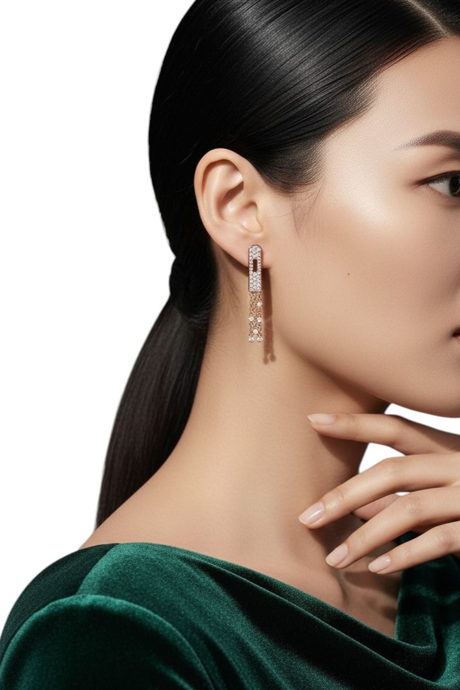 Hermès Kelly Gavroche Earrings 18K Rose Gold Diamond Small Model