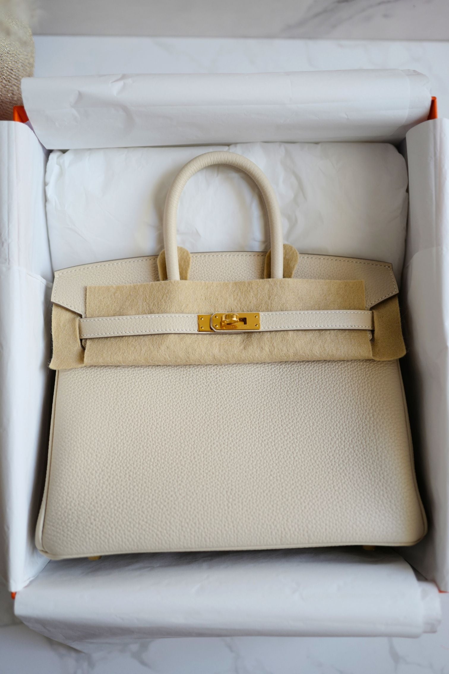 BNIB Hermes Birkin 25 Craie Togo Leather Gold Hardware G Stamp 2026