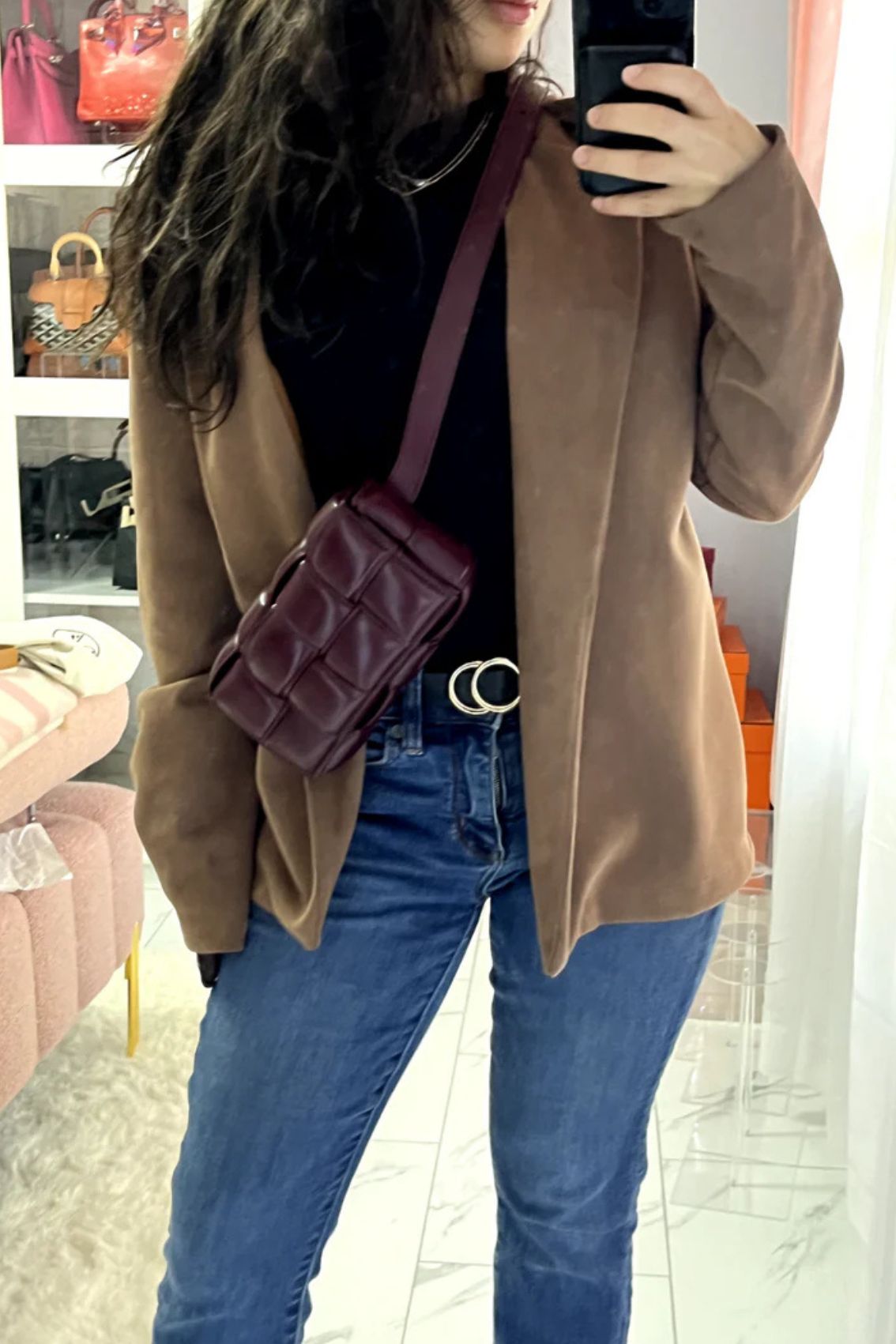 Bottega Veneta Padded Burgundy Small Cassette Belt Bag NEW