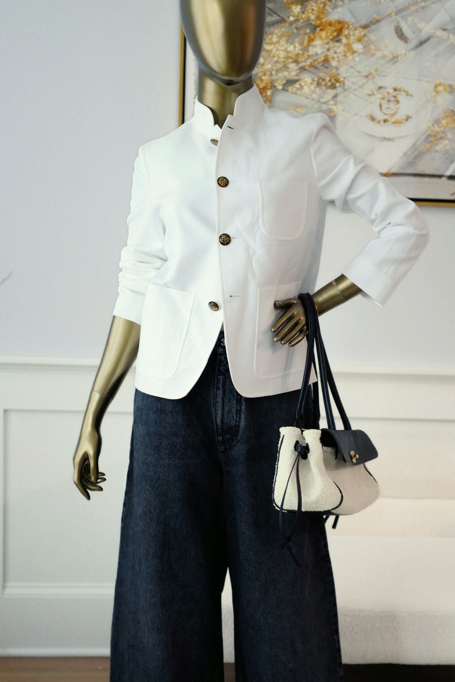 New Loro Piana Spagna Mini Jacket Linen White size 40