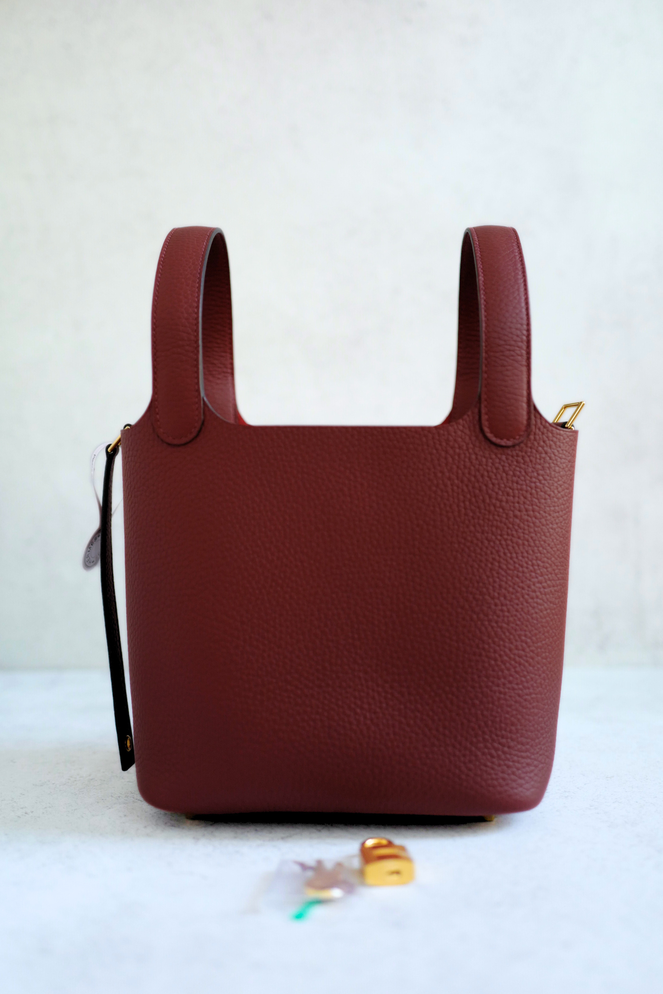 BNIB Hermès Picotin 18 Bag Rouge H Clemence Leather with Gold Hardware