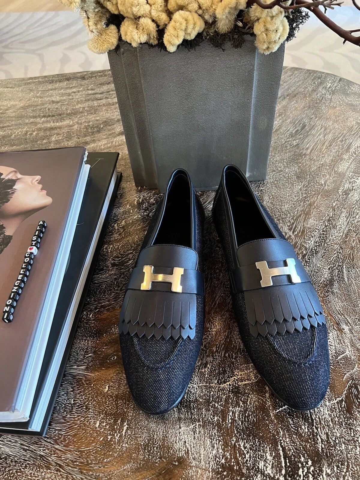Hermes Paris Royal Loafer Denim in Bleu Brut / Marine size 38