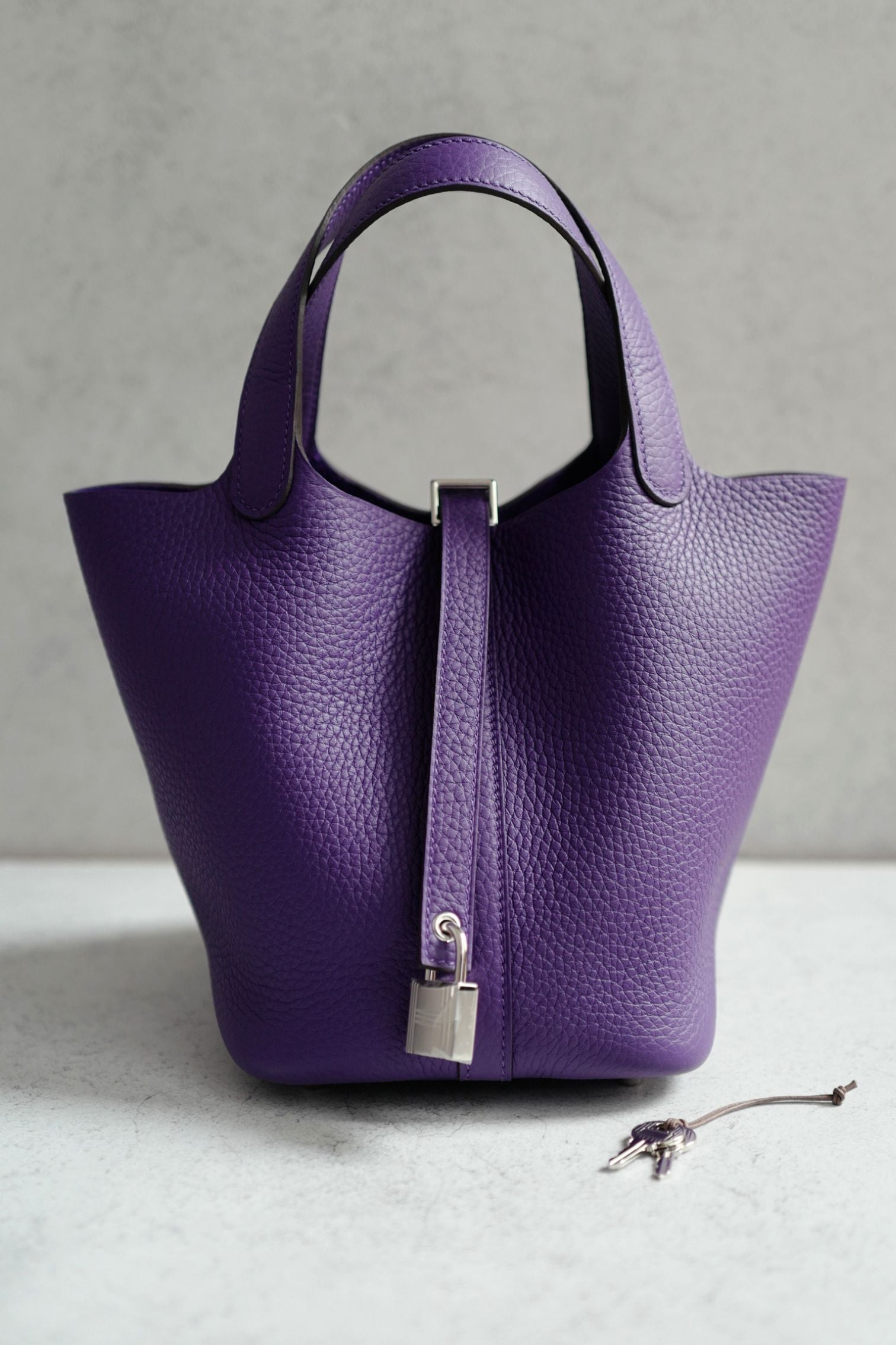 BNIB Hermes Picotin 18 Purple Clemence Leather Palladium Hardware G Stamp