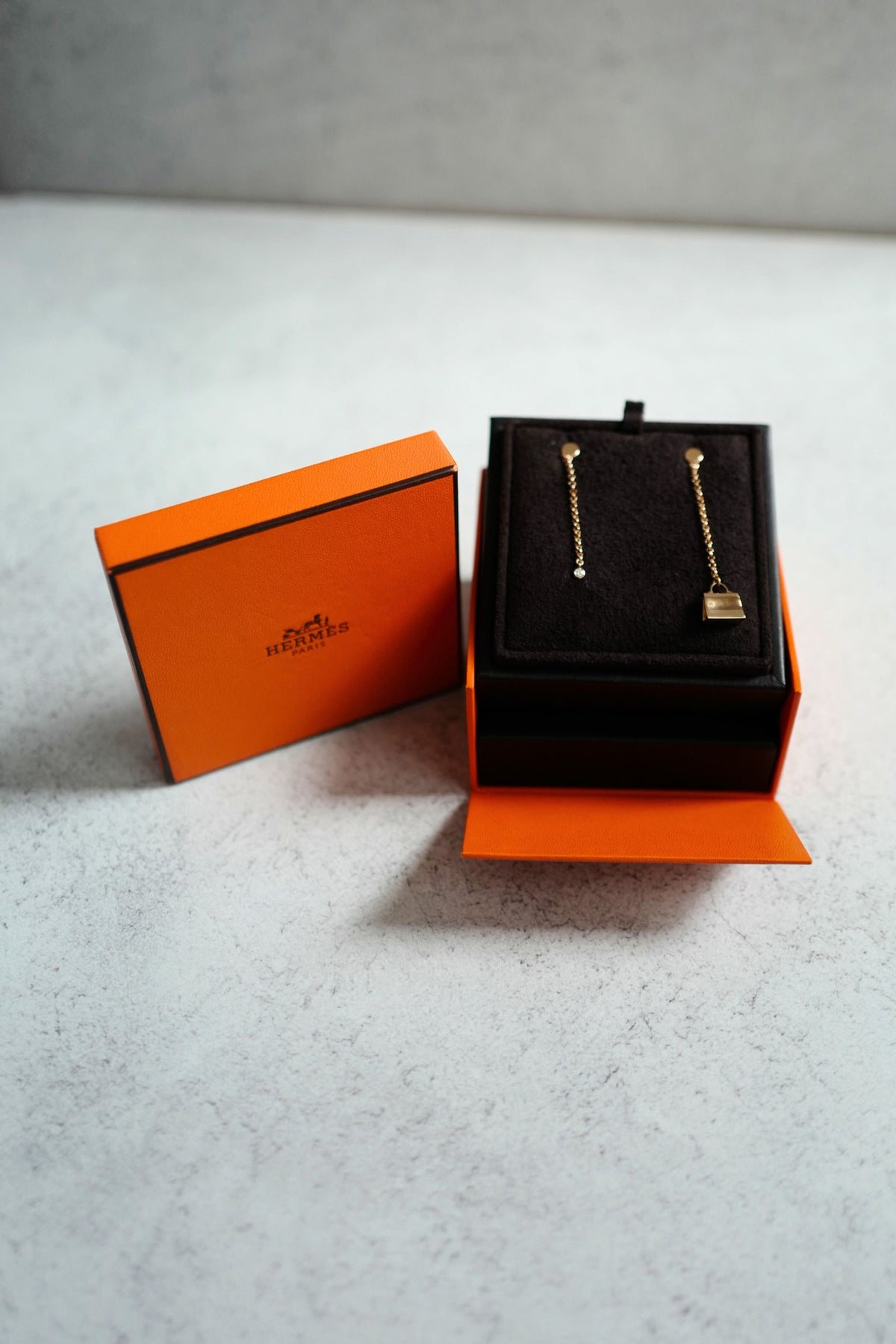 Hermes 18K Chaine Amulette Kelly Diamonds Rose Gold Ear Studs Earrings BNIB $10K