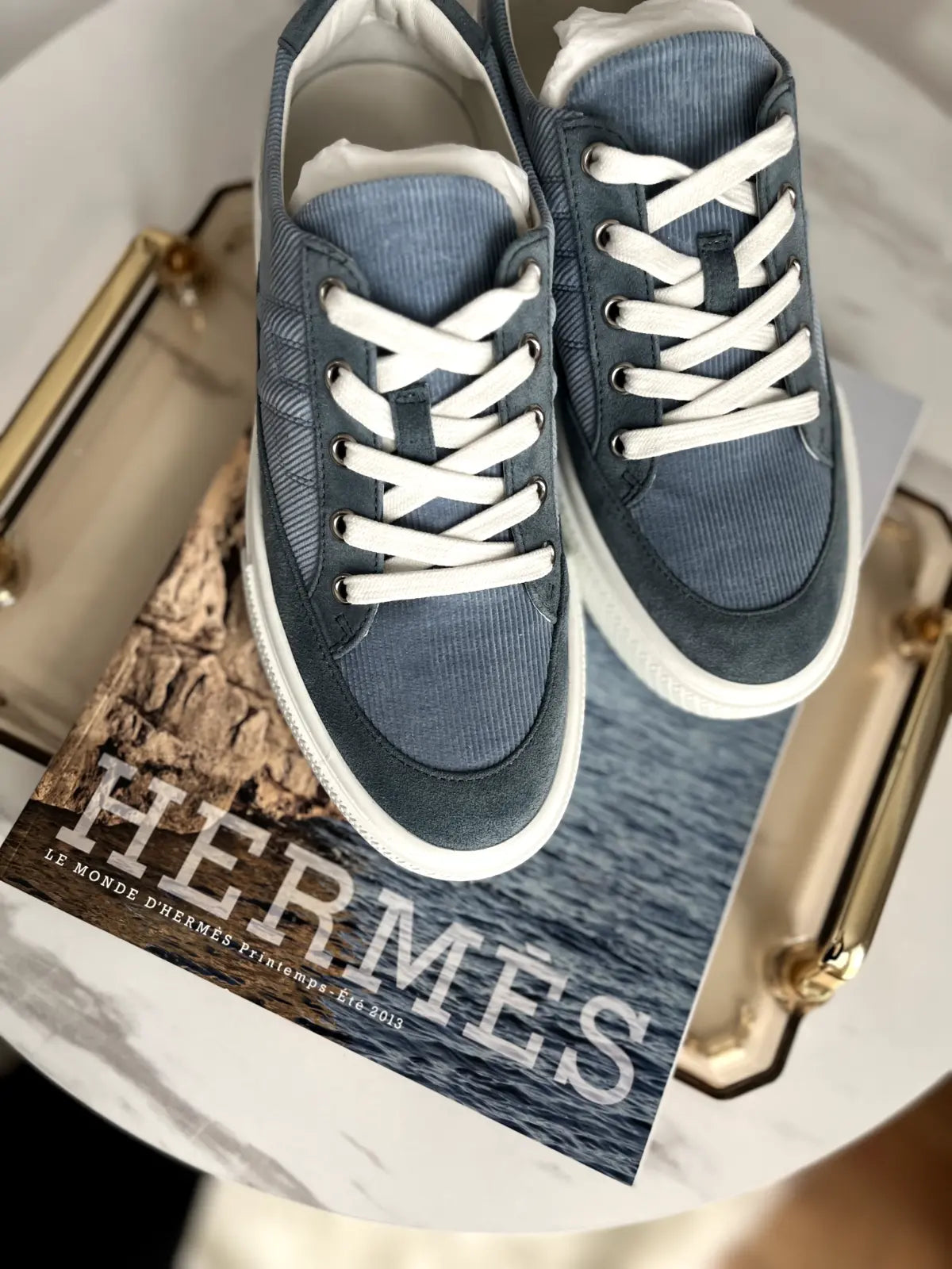 BNIB Hermes Deep Sneaker Bleu Pinede Size 39.5