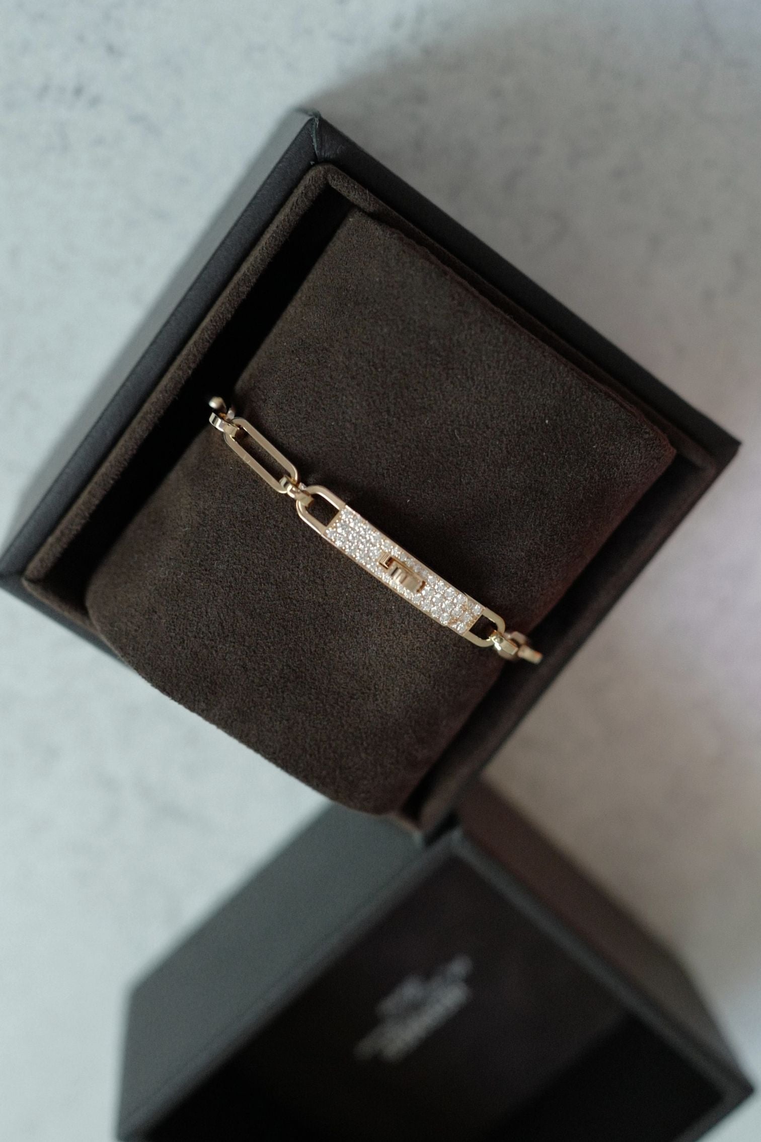 Hermès Kelly Chaine Bracelet Small Model 18K Rose Gold Diamonds Size 140