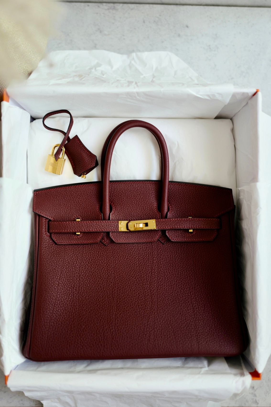 Hermes Birkin 25 Rouge H Togo Leather Gold Hardware K Stamp 2025