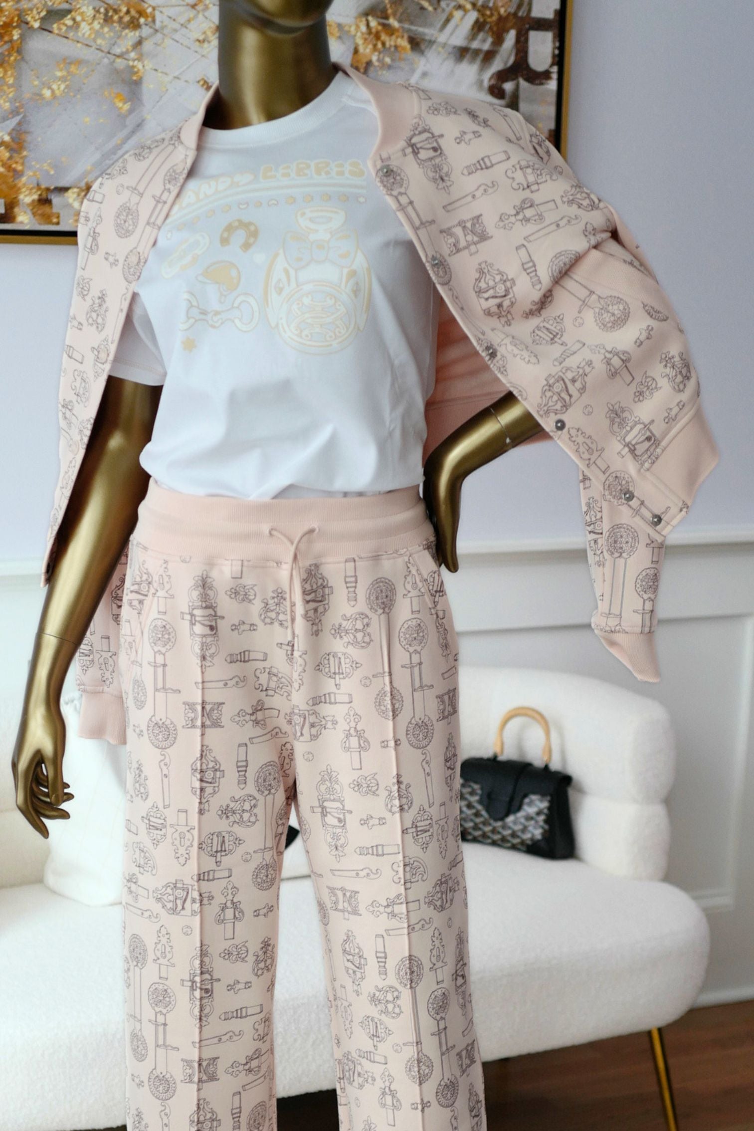 Hermes Varsity Jacket "Ferronnerie Remix" Rose Opaline Cotton Size 36