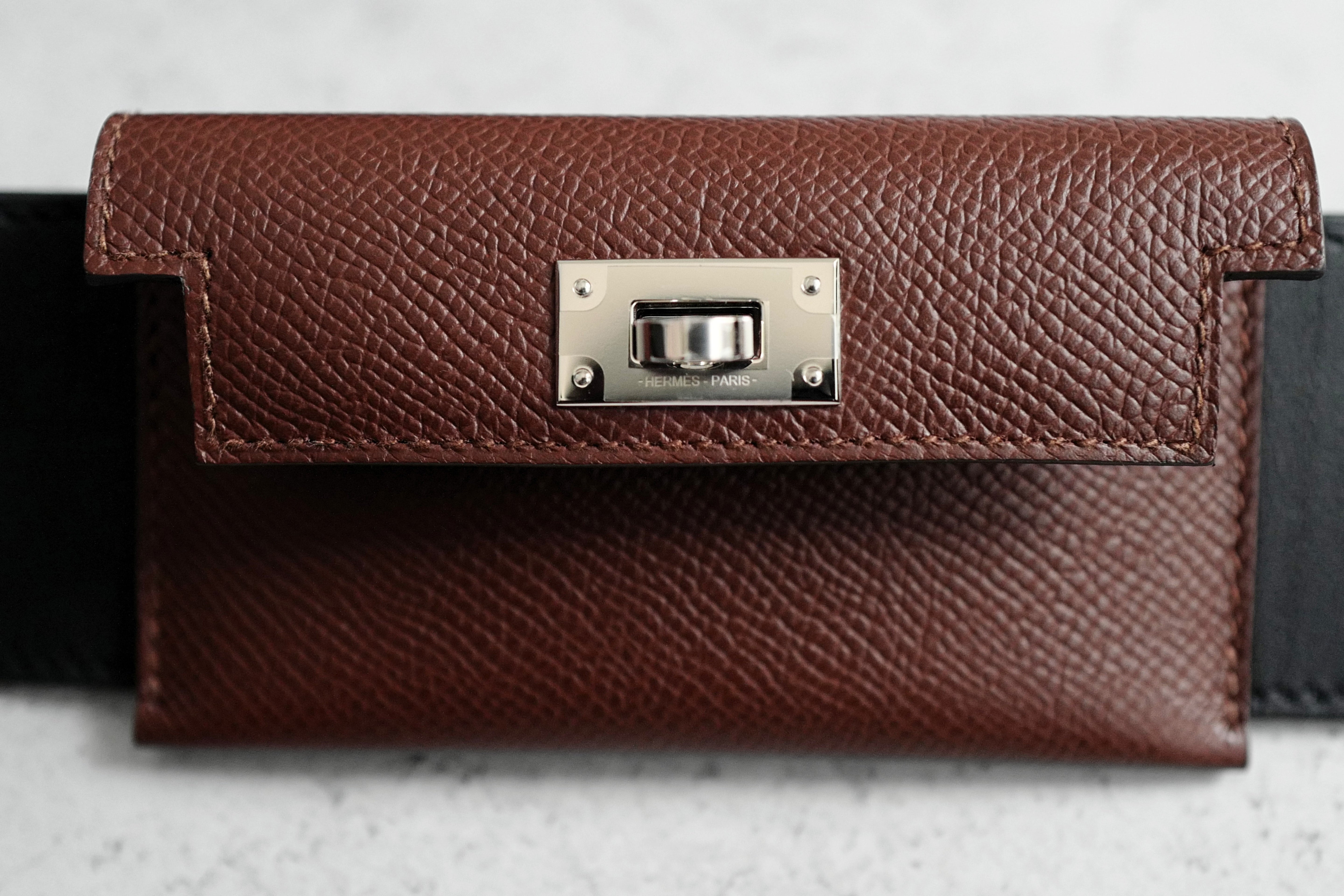 Hermès Kelly Pocket Bag Strap Noir/Terre Swift Epsom Calfskin 105 mm