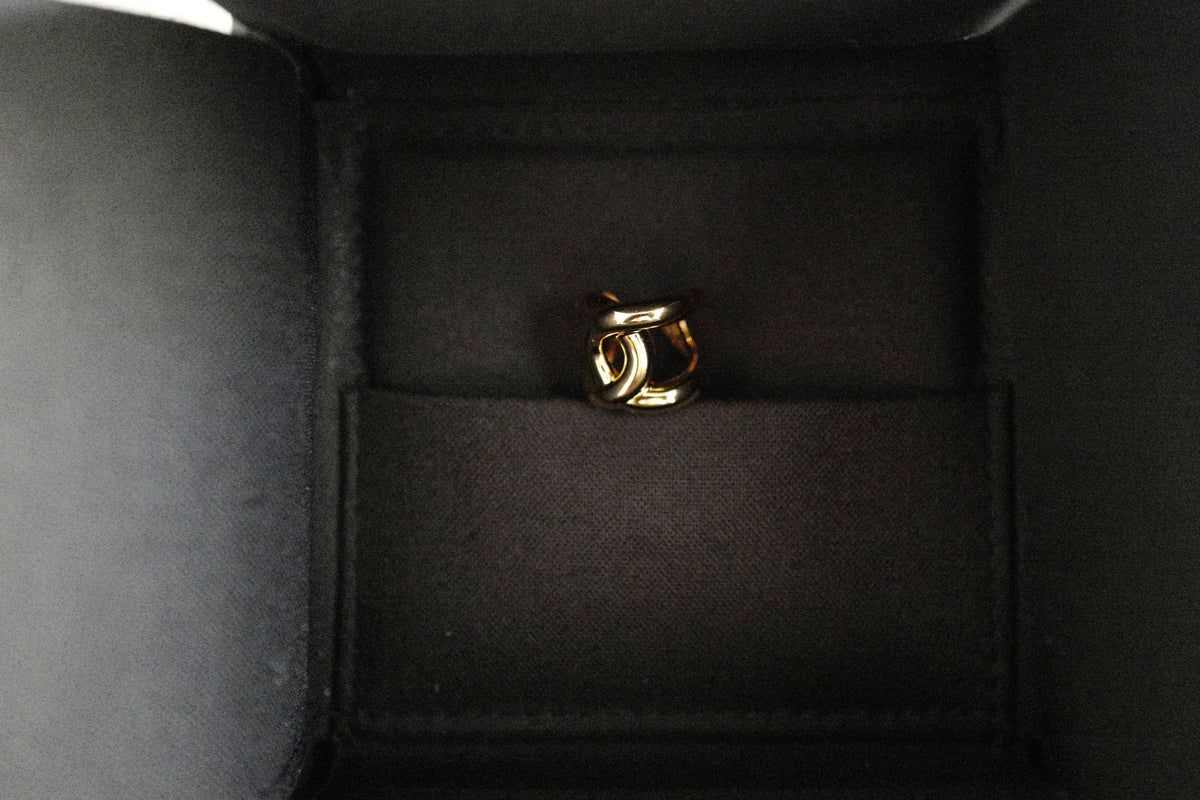 NEW Chanel 26K Ear Cuff Metal Gold Interlocking CC Logo Women Earring