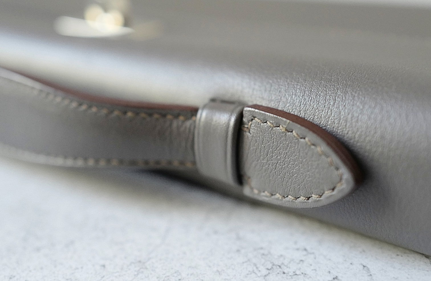 Hermès Kelly Cut Etain Swift Leather Palladium Hardware Preowned Clutch