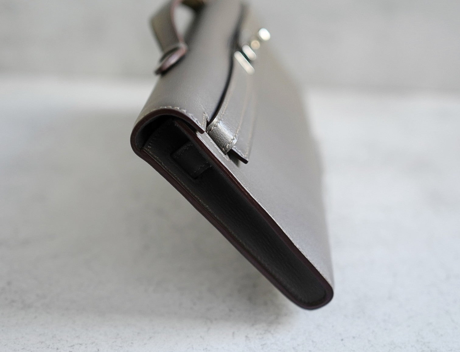 Hermès Kelly Cut Etain Swift Leather Palladium Hardware Preowned Clutch