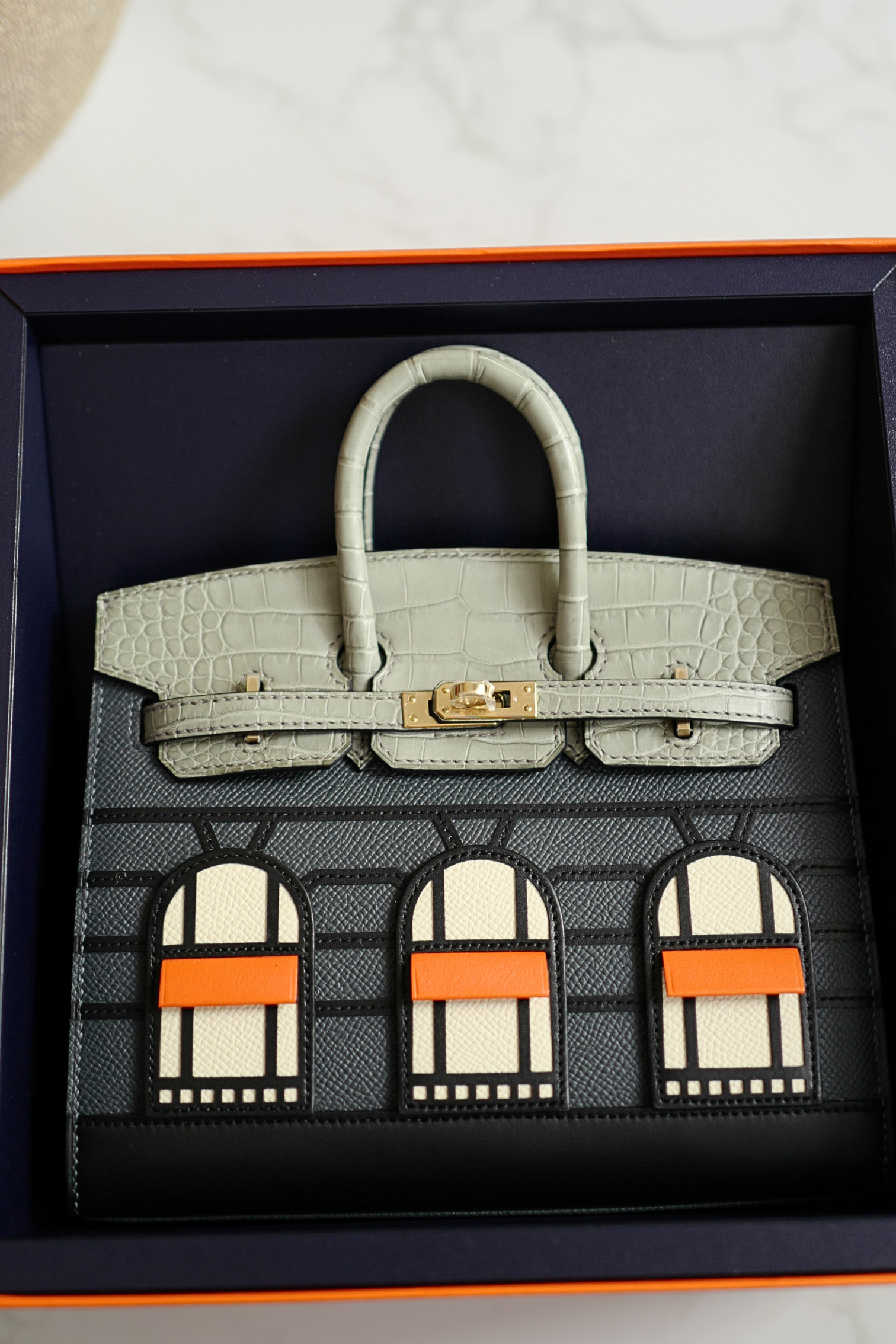 BNIB Hermès Birkin 20 Sellier Faubourg “Rainy Days” Alligator & Epsom Gris Misty PHW 2025
