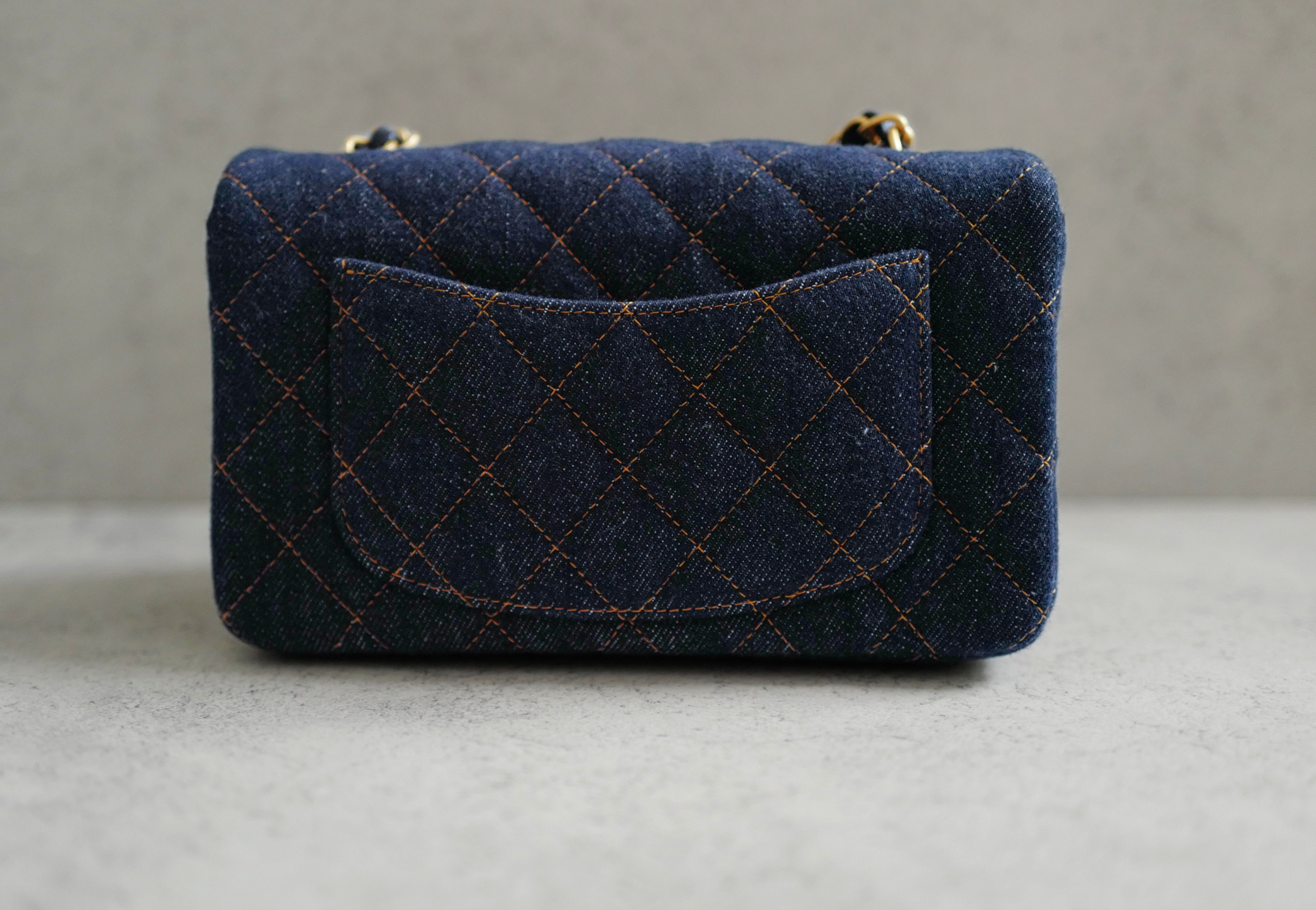 BNIB Chanel 25c Classic Mini Flap Bag in Denim Dark Blue Gold Hardware
