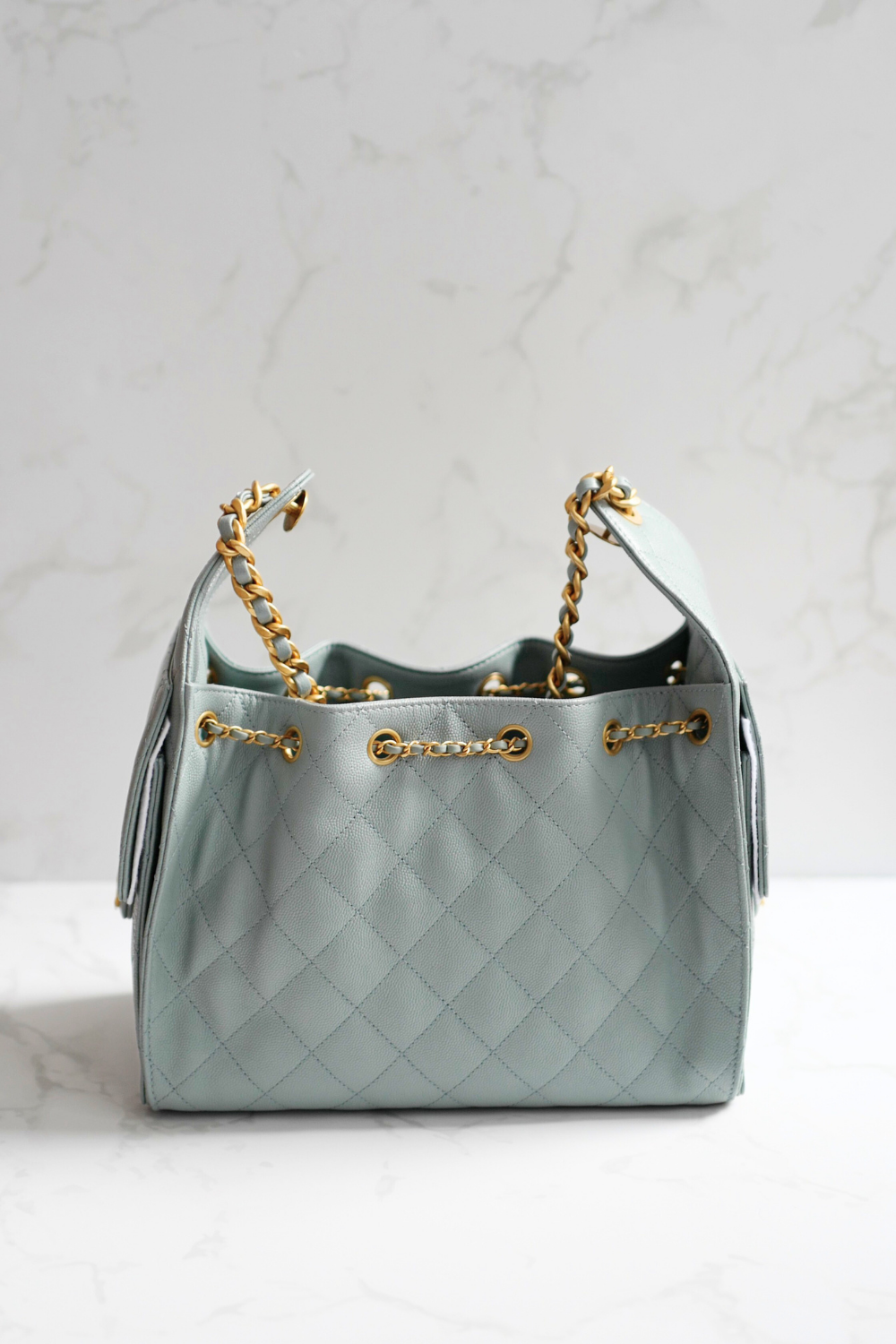 NEW CHANEL Spring-Summer 2025 25S Small Hobo Bag Grained Calfskin Light Green