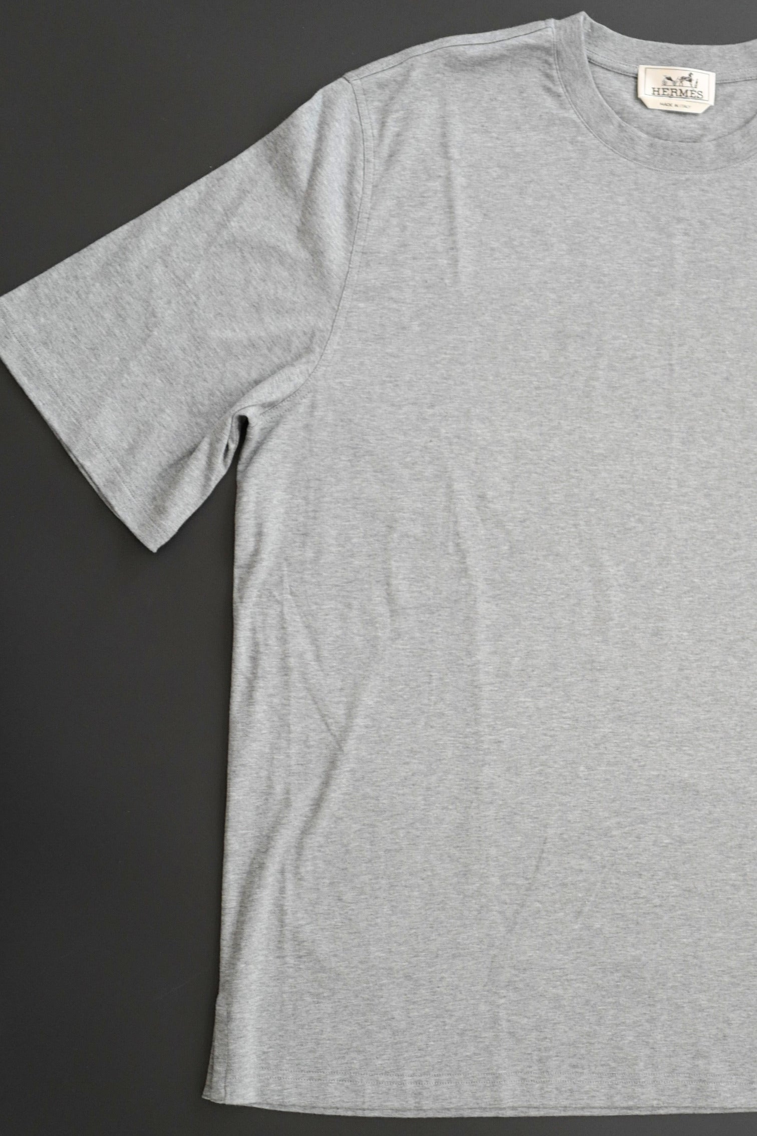 NEW Hermès Men’s T-Shirt Gray Cotton Short Sleeve Size L Logo Casual Top