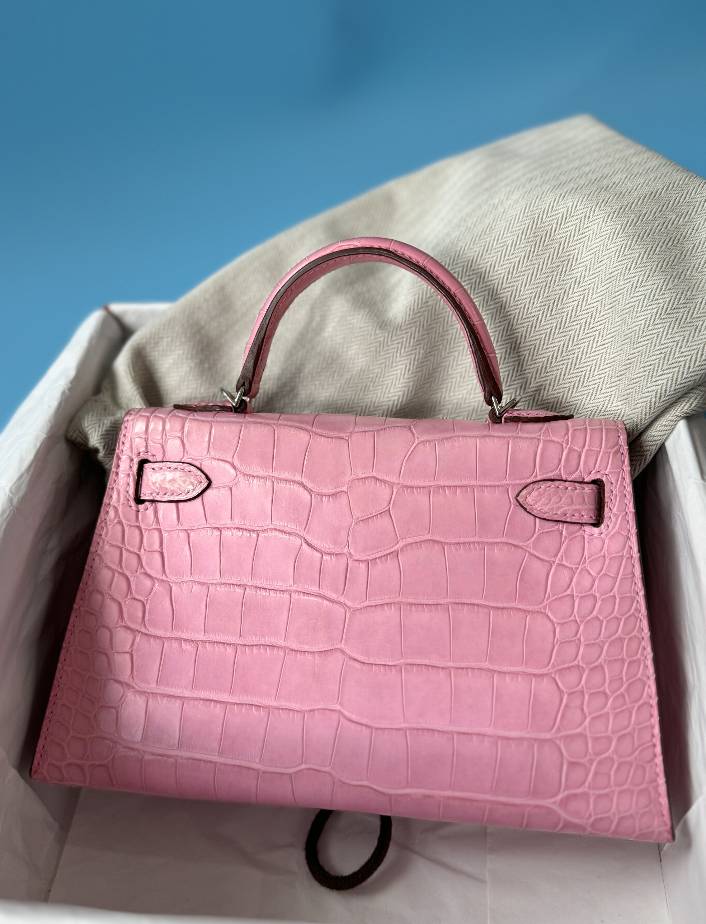 Hermès Mini Kelly 20 5P Pink Matte Alligator with Palladium Hardware