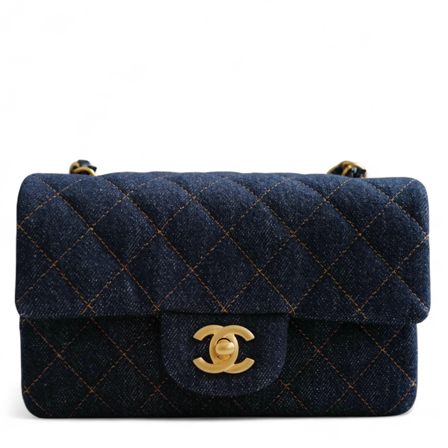 BNIB Chanel 25c Classic Mini Flap Bag in Denim Dark Blue ghw