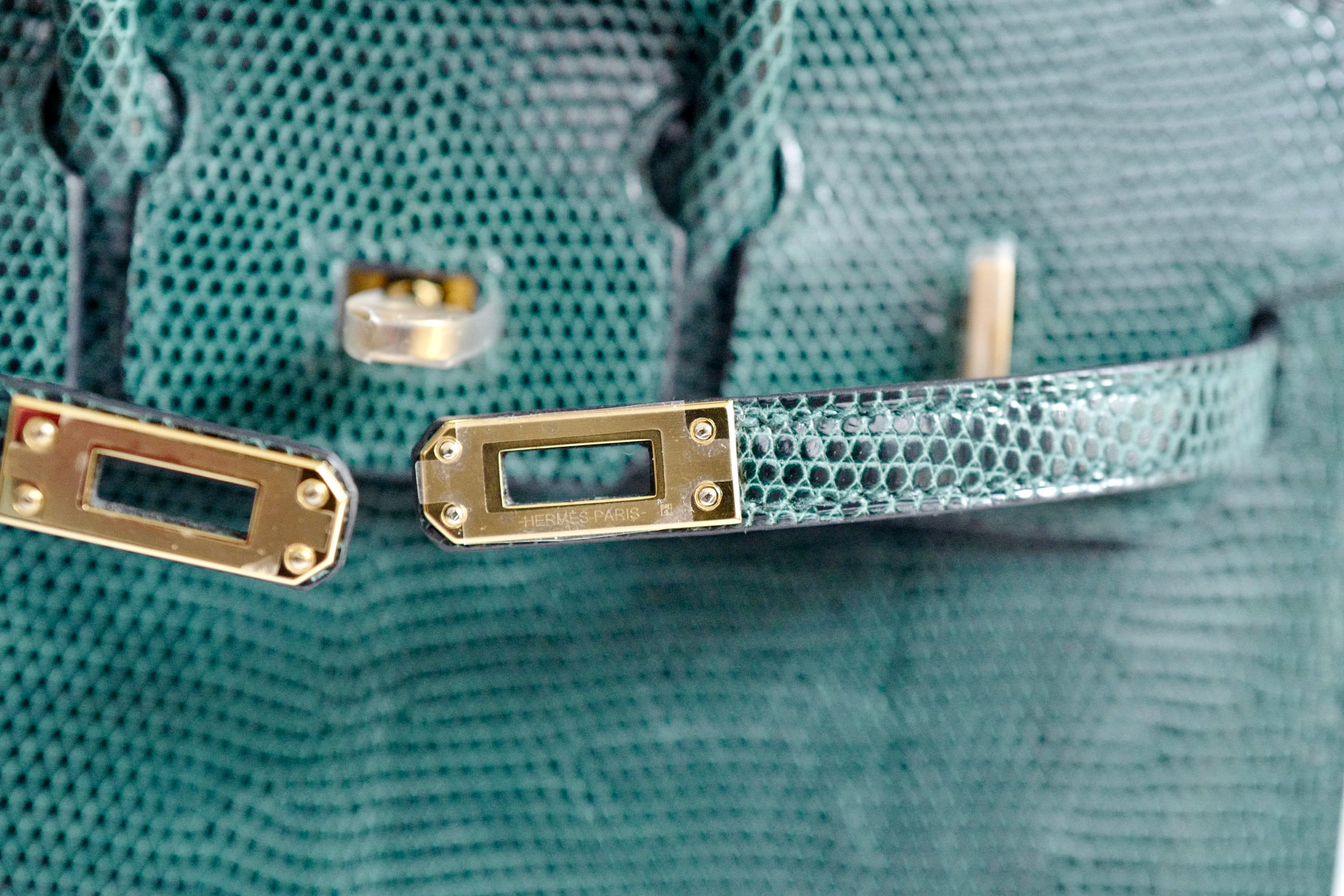 Hermes BIRKIN 20 Lizard Lisse in Vert Cypress Gold Hardware