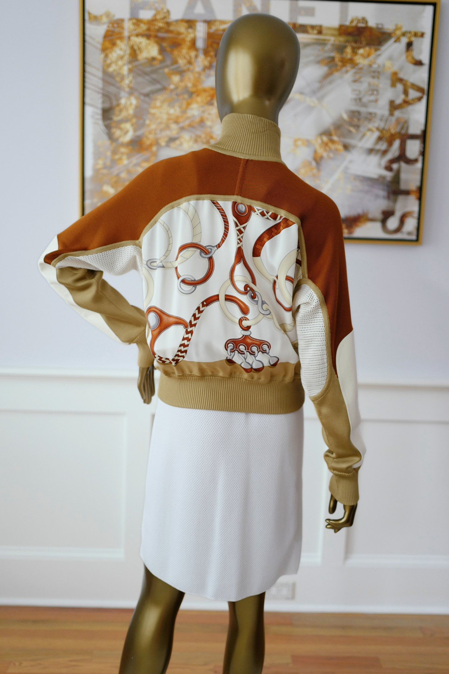 NEW HERMES Panoplie Tout Cuir twillaine bomber jacket Size 34 Blanc Nacre $6K