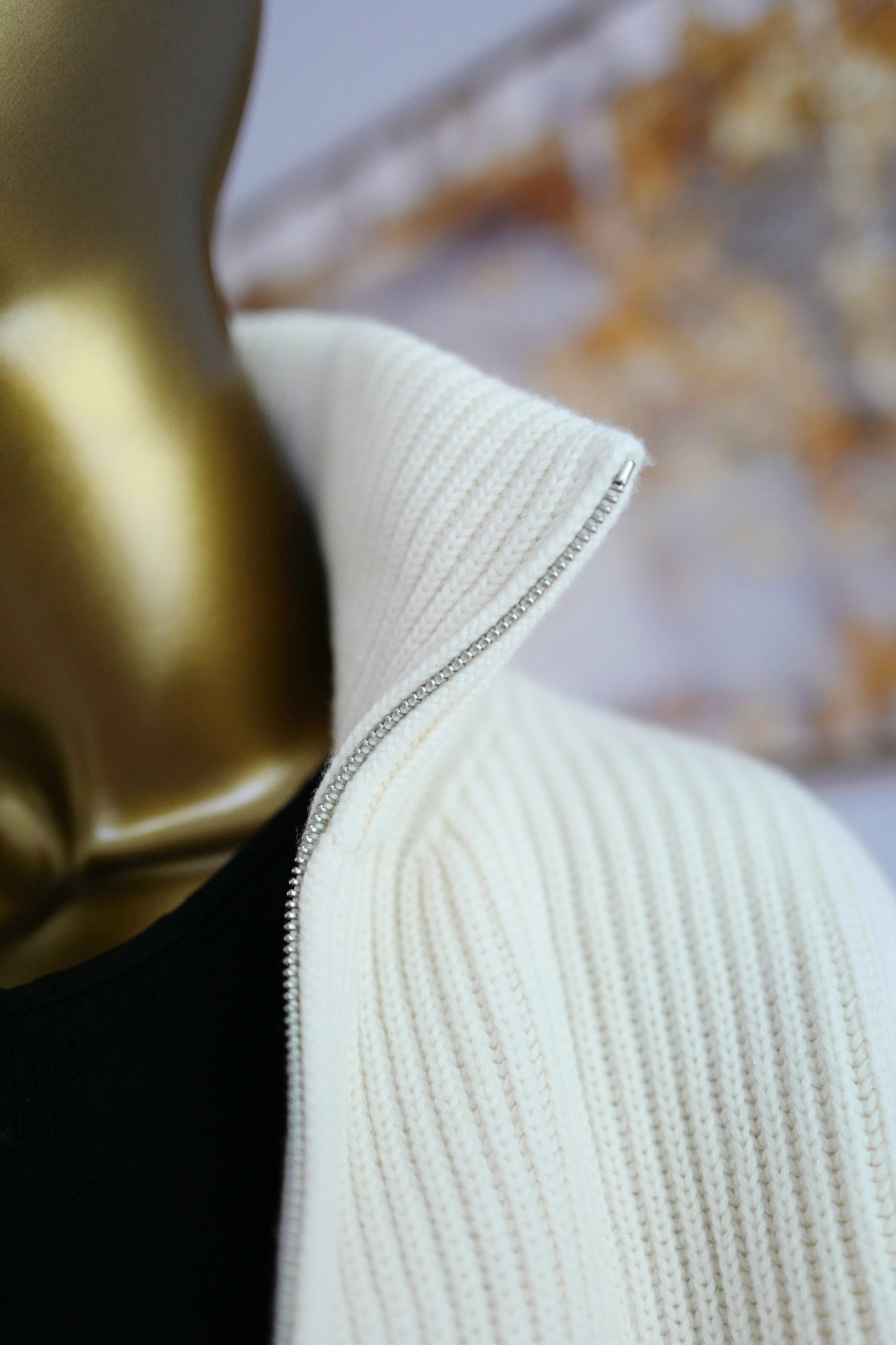 New Hermes Blouson Details Cuir cardigan Virgin Wool size 34