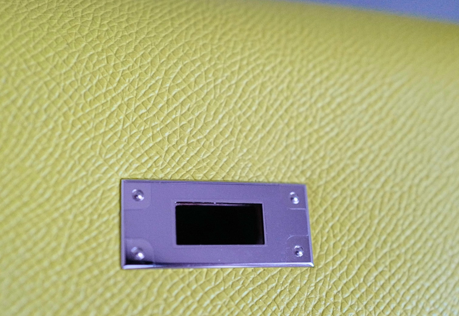 Preowned Hermès Kelly 35 Candy Lime Epsom Leather Gris Perle Inside Palladium Hardware