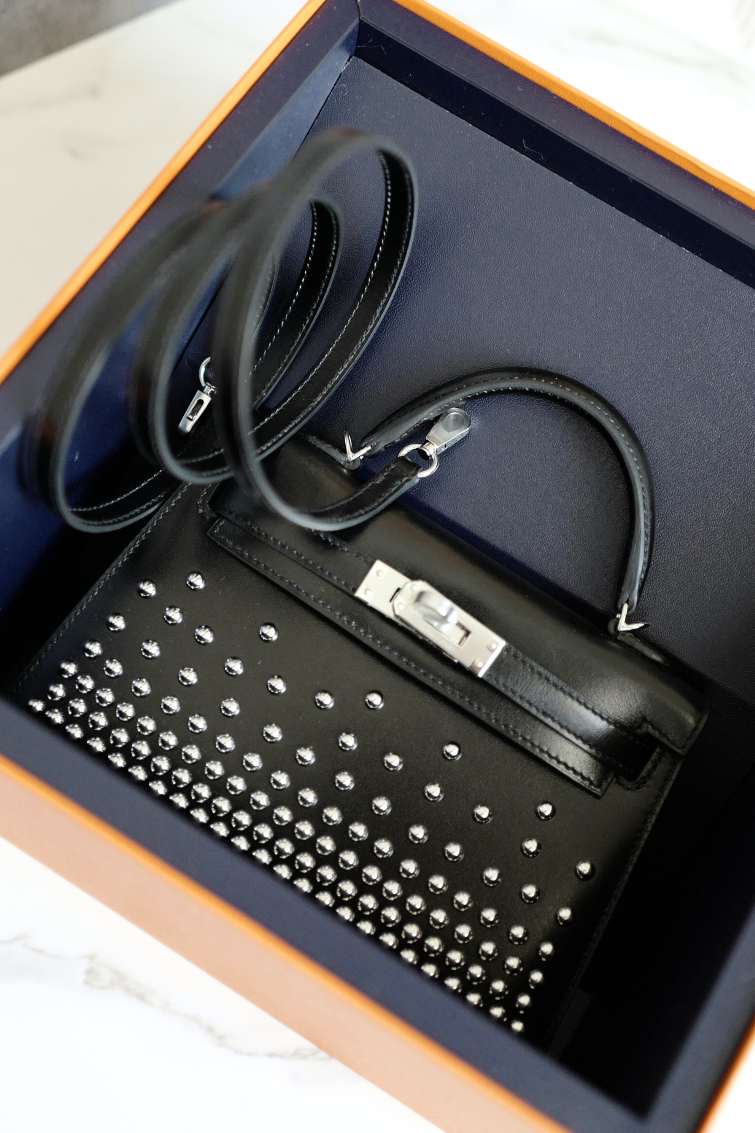 BNIB Hermès Kelly 20 Clouté Studded with Palladium Hardware