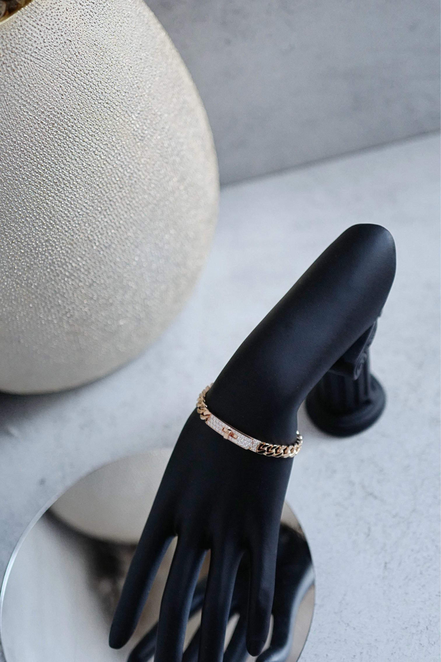 Hermès Kelly Gourmette Bracelet SH Very Small Model Rose Gold with Diamonds SH