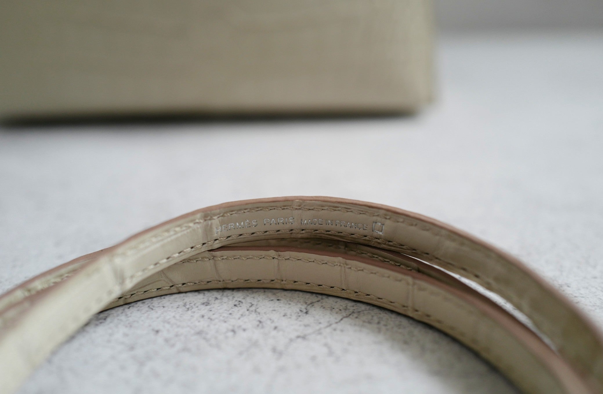 BNIB Hermès Mini Kelly 20 Beton Matte Crocodile with Palladium Hardware Stamp K