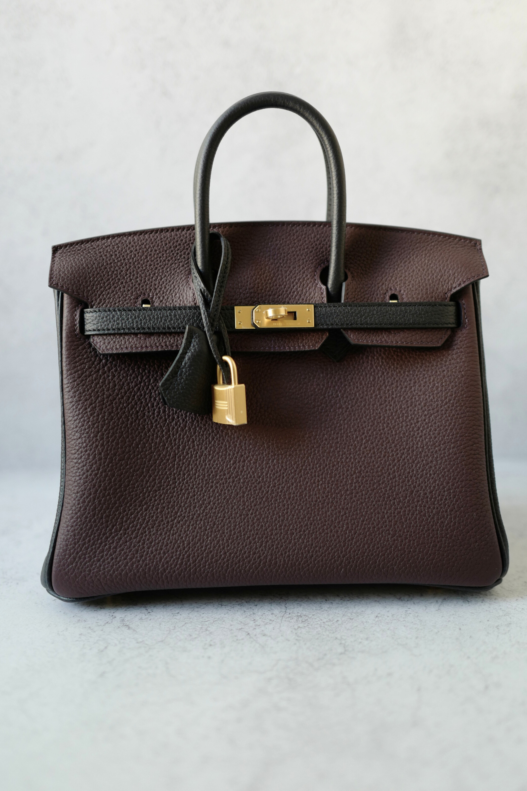 Hermès Birkin 25 HSS Rouge Sellier/Noir Black Togo Leather Gold HW Stamp K