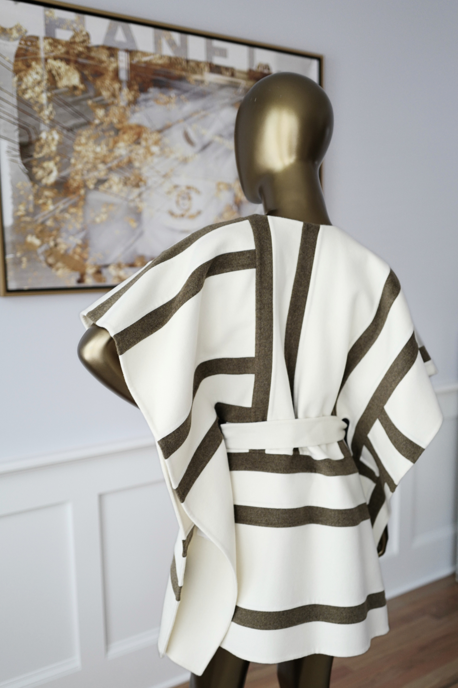 Hermes Gilet Long Inspo Poncho Cachemire Doubl91 Blanc Casse size 34 Retail $10K