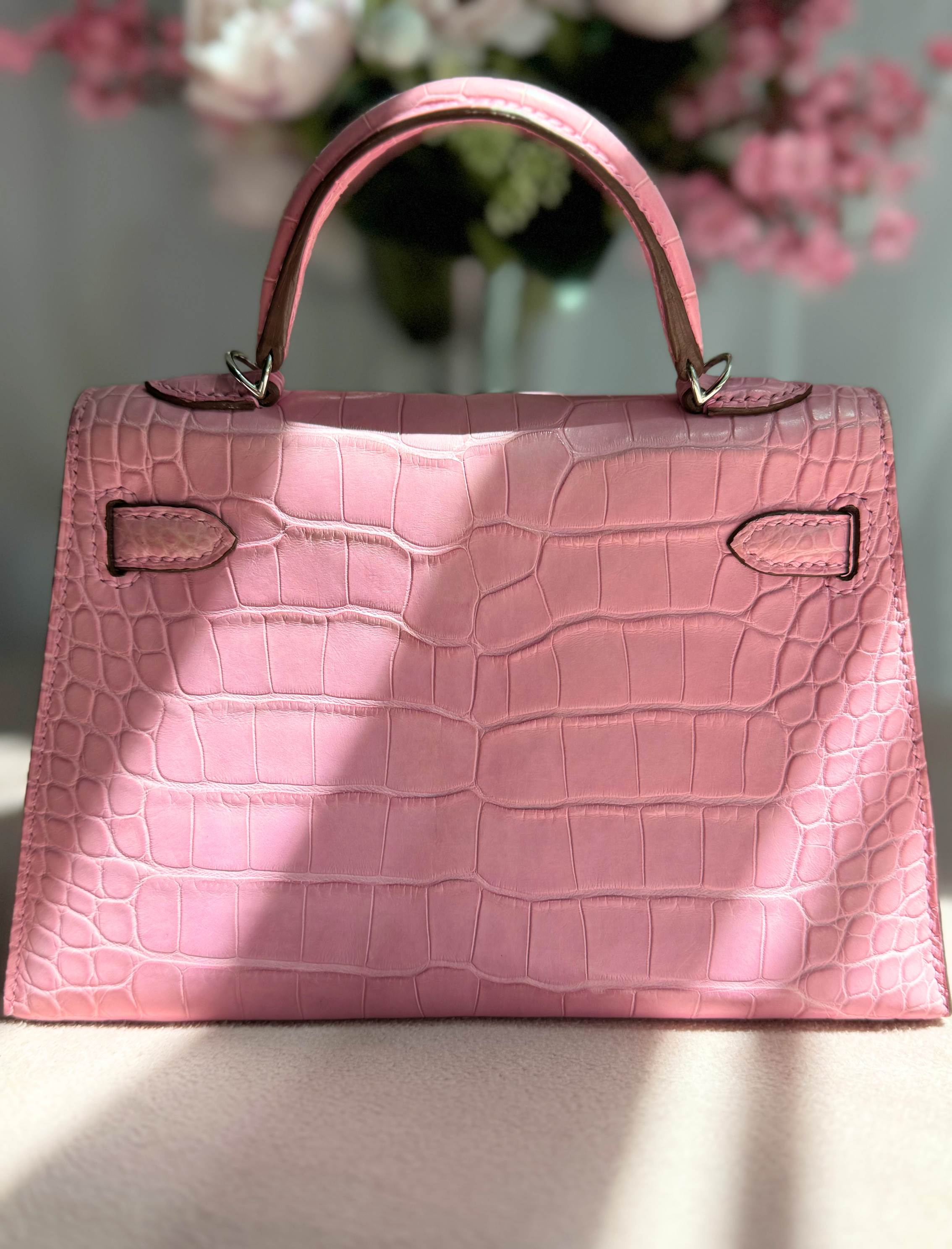 Hermès Mini Kelly 20 5P Pink Matte Alligator with Palladium Hardware