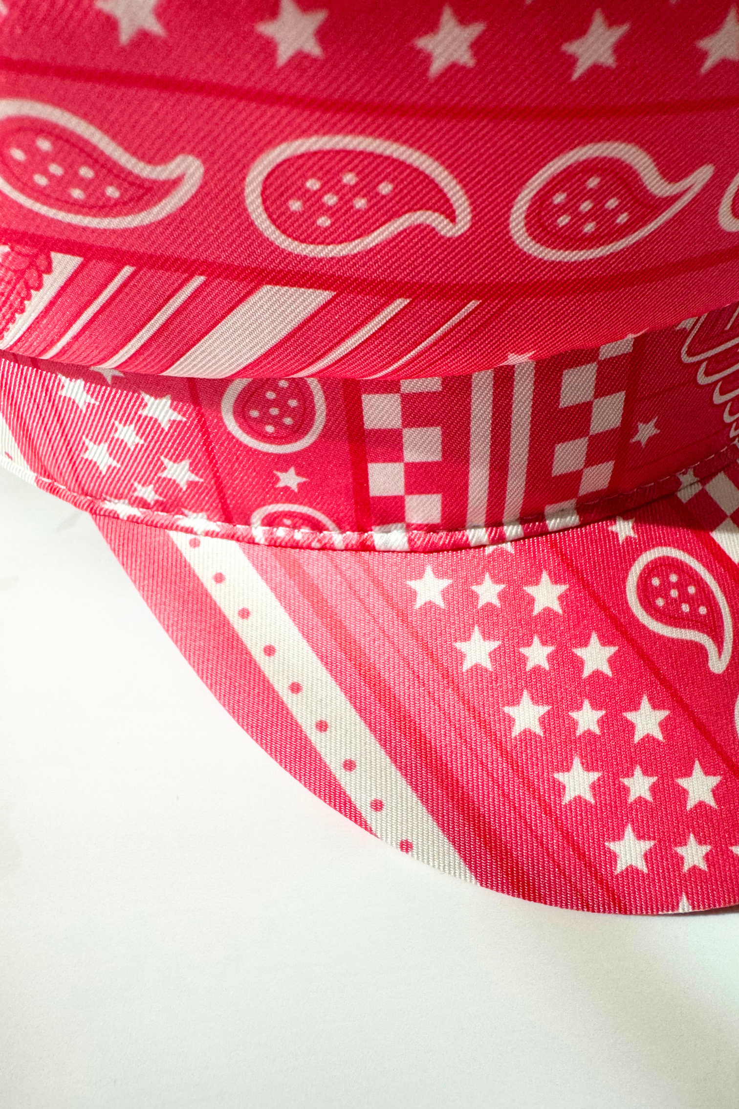 NEW Hermes Women's Deauville Hat Zigzag Printed Silk in Rose Azalea 56