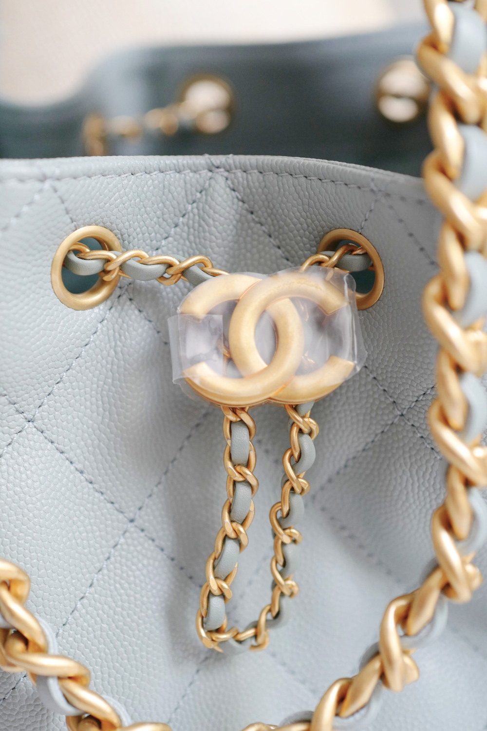 NEW CHANEL Spring-Summer 2025 25S Small Hobo Bag Grained Calfskin Light Green