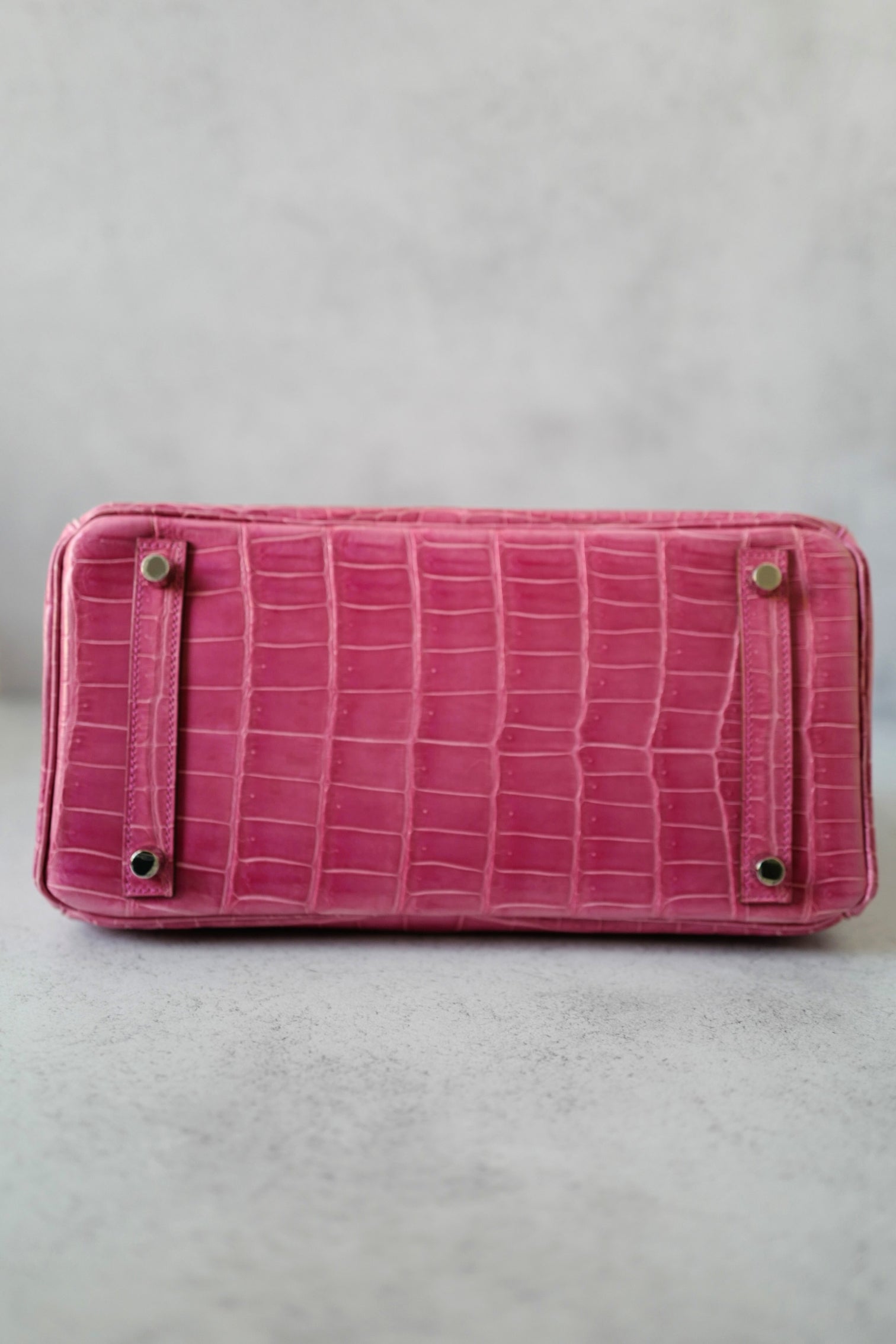 Hermes Birkin 30 Rose Pink Tyrien Shiny Niloticus P Stamp 2012 PHW Complete