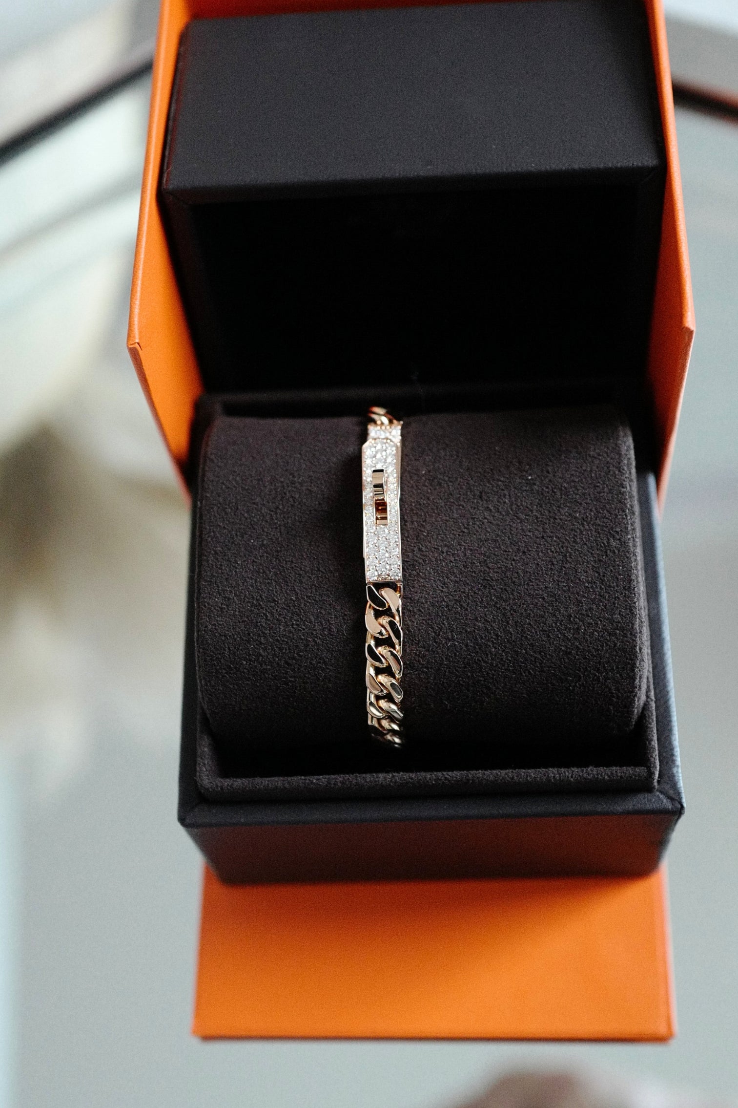 Hermès Kelly Gourmette Bracelet SH Very Small Model Rose Gold with Diamonds SH