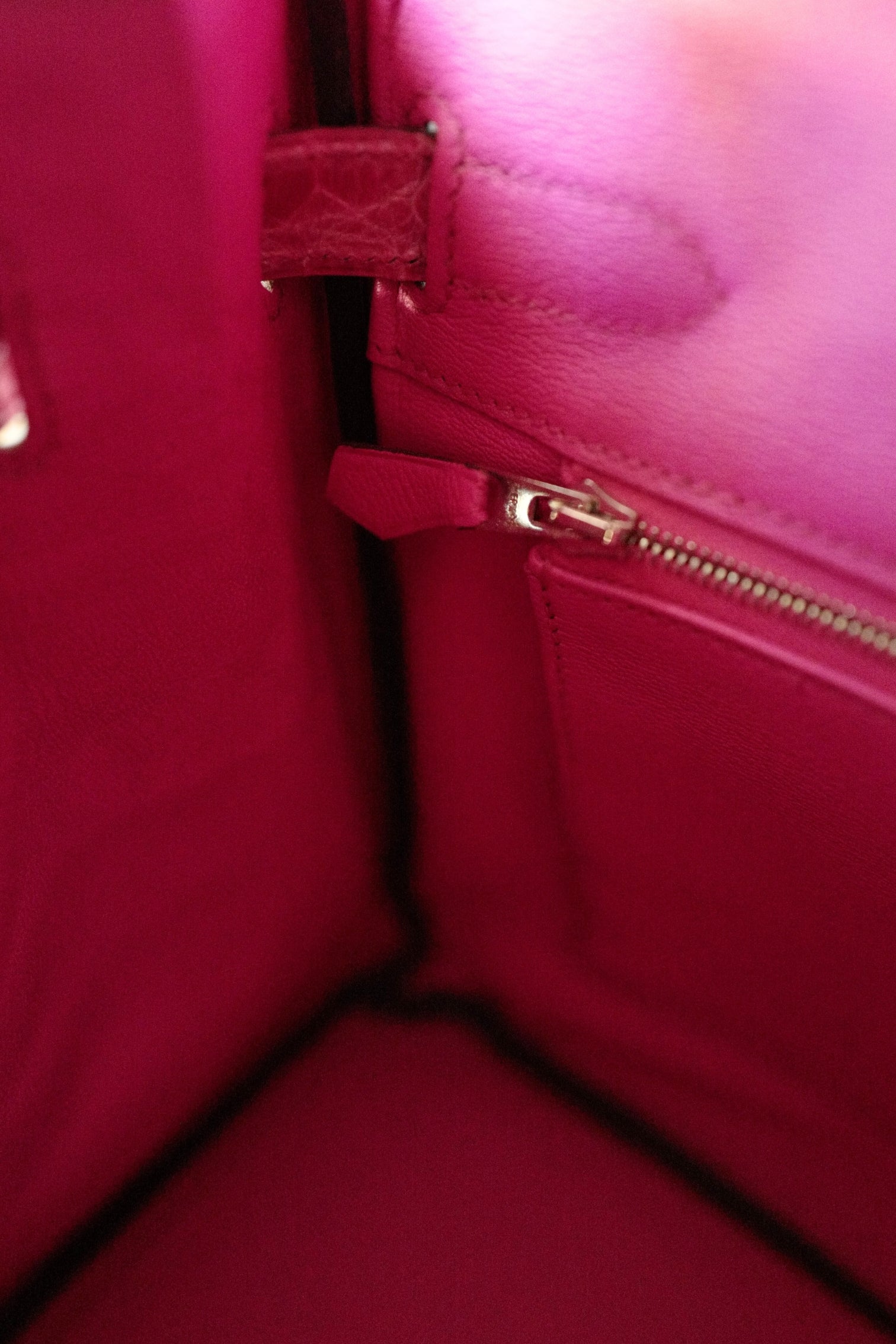 Hermes Birkin 30 Rose Pink Tyrien Shiny Niloticus P Stamp 2012 PHW Complete