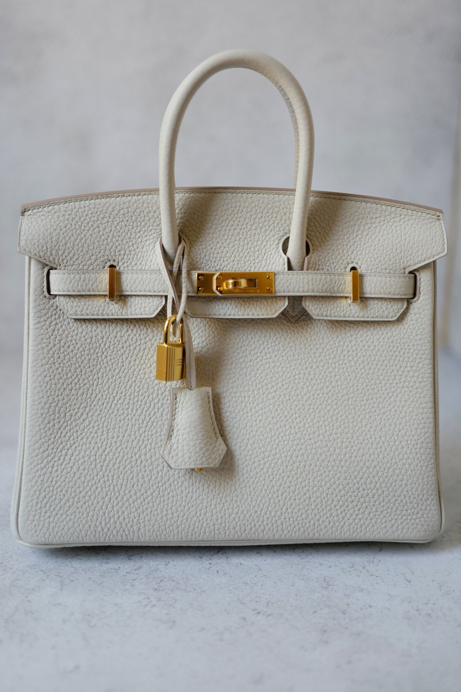 BNIB Hermès Birkin 25 Bag Beton Veau Togo Leather with Gold Hardware K 2025