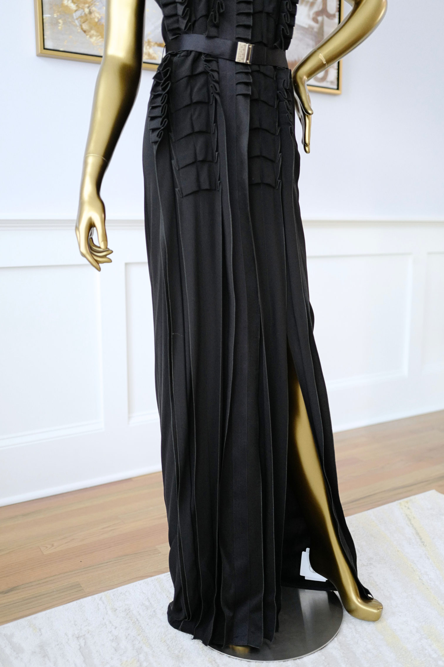 Hermes Long Pleated Dress Noir Size 34 Runway FW23 Limited Edition -SOLD OUT