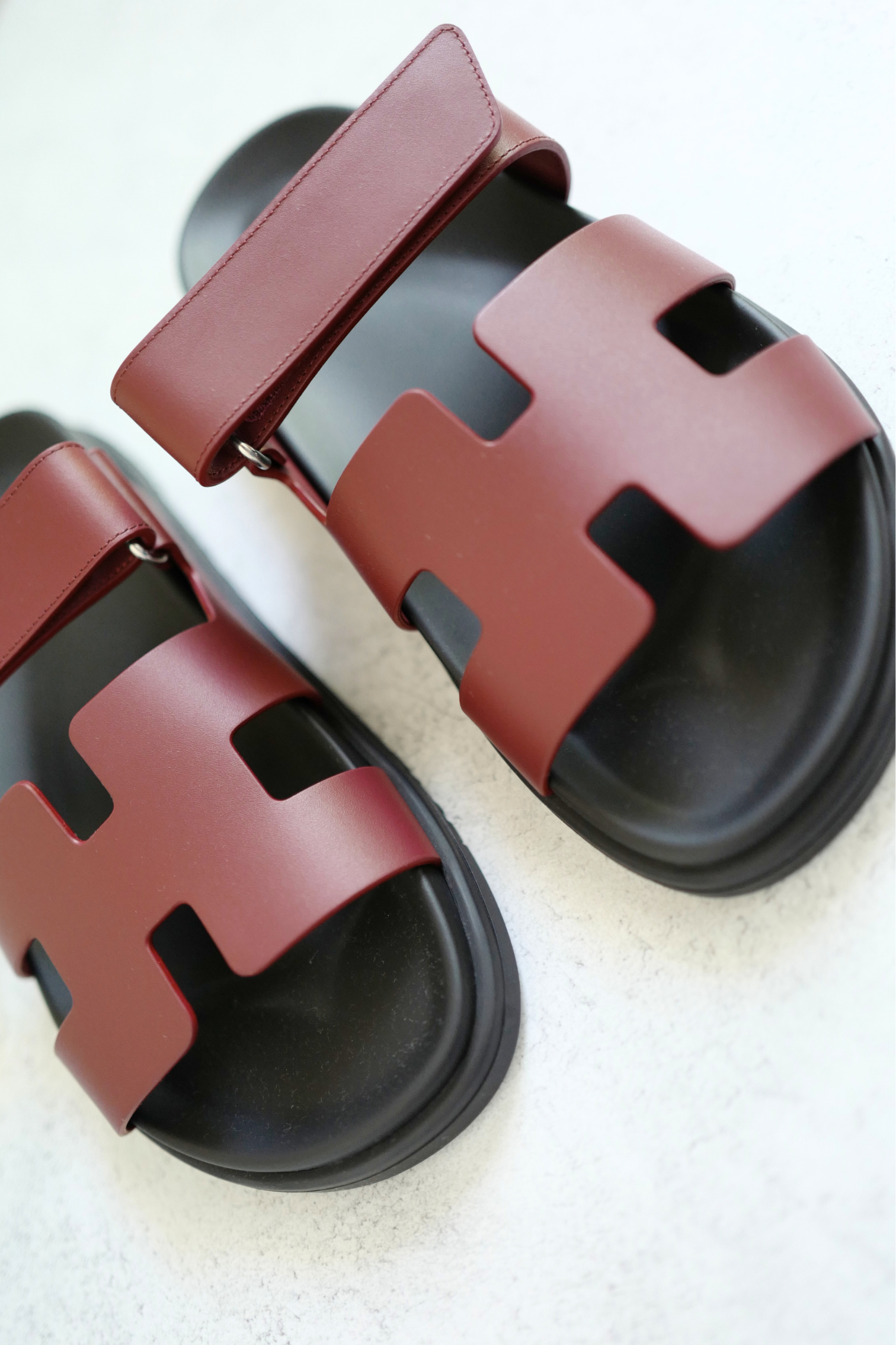 BNIB Hermès Chypre Sandals Rouge H Calfskin Leather Size 38.5