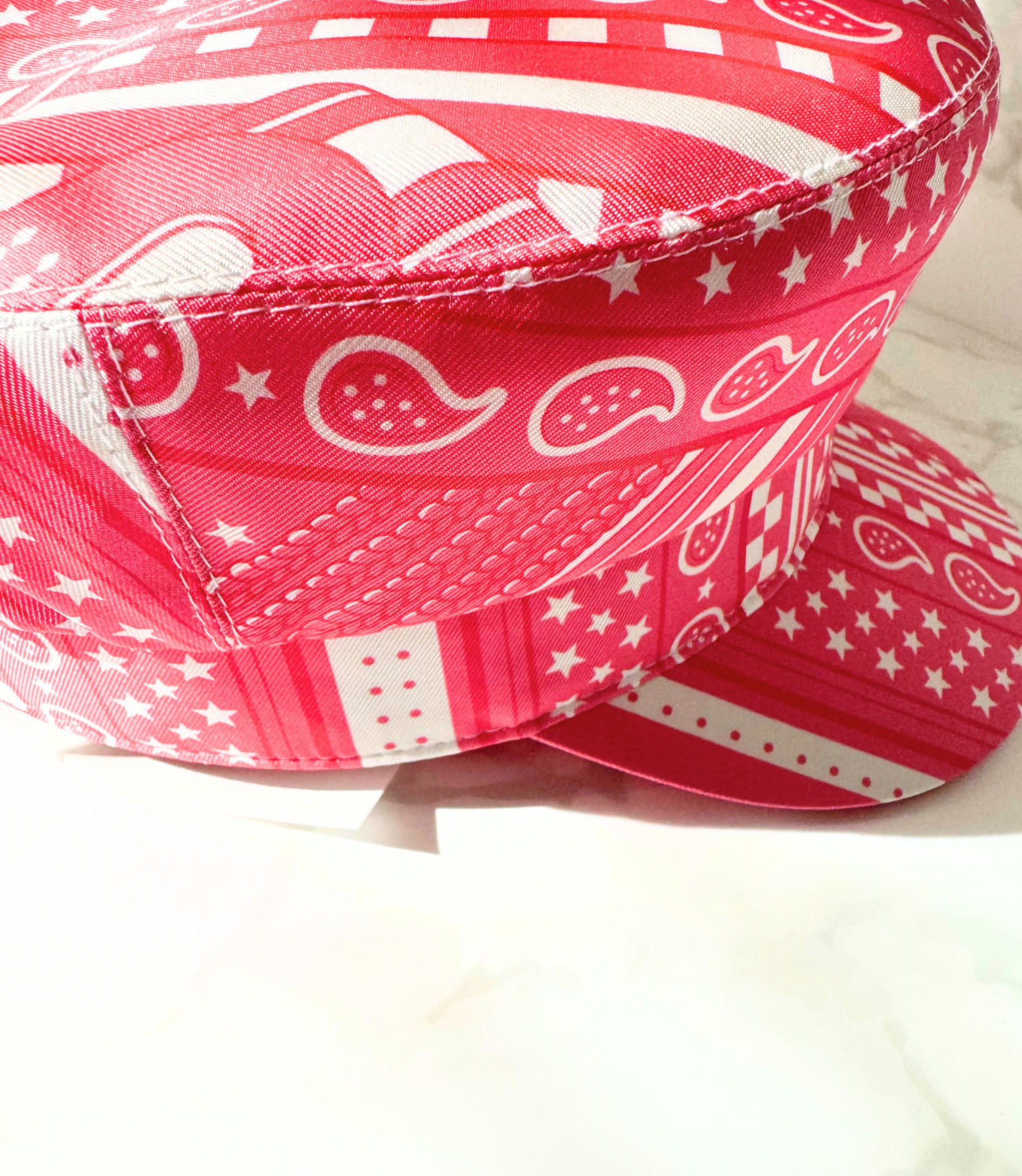 NEW Hermes Women's Deauville Hat Zigzag Printed Silk in Rose Azalea 56