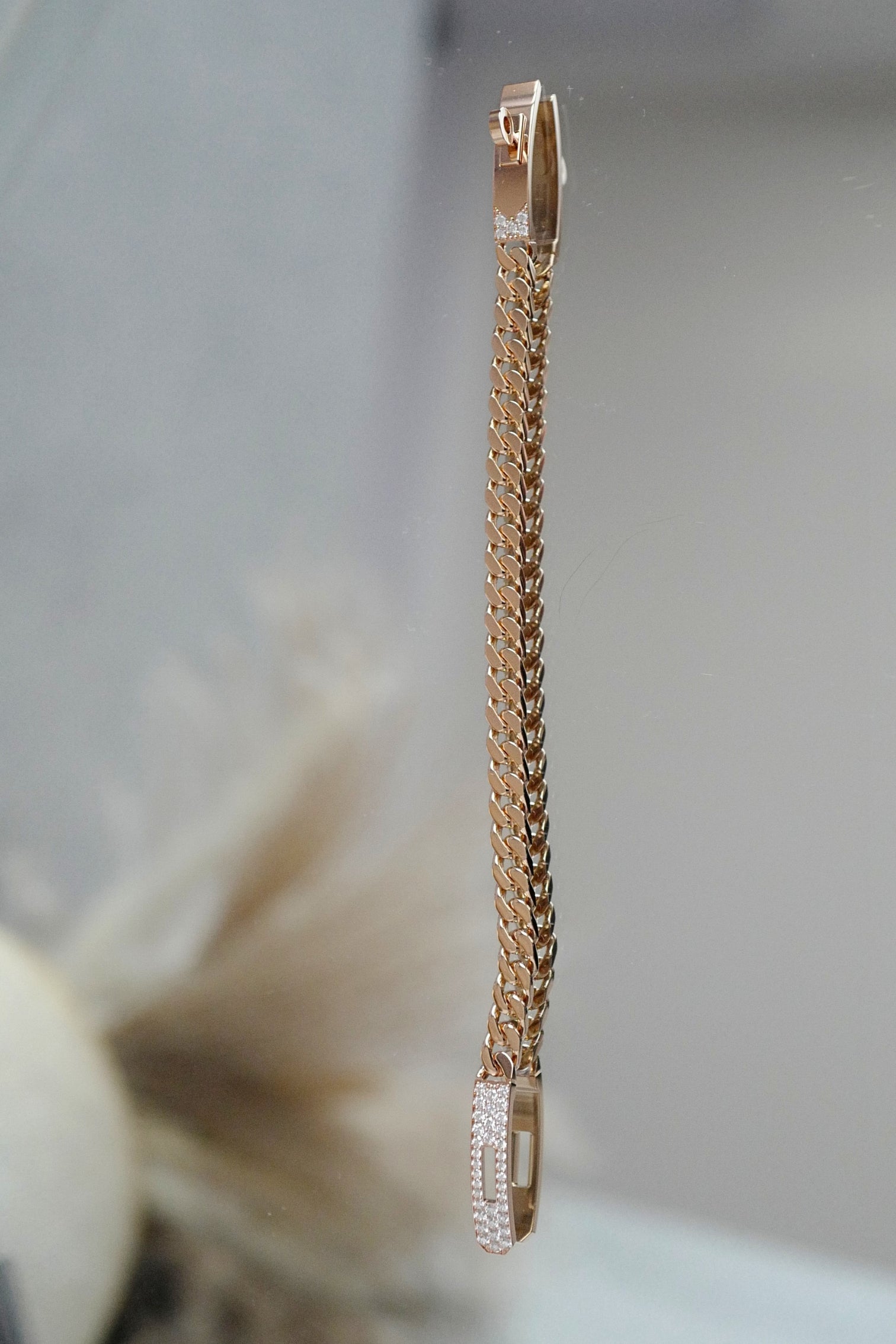 Hermès Kelly Gourmette Bracelet SH Very Small Model Rose Gold with Diamonds SH