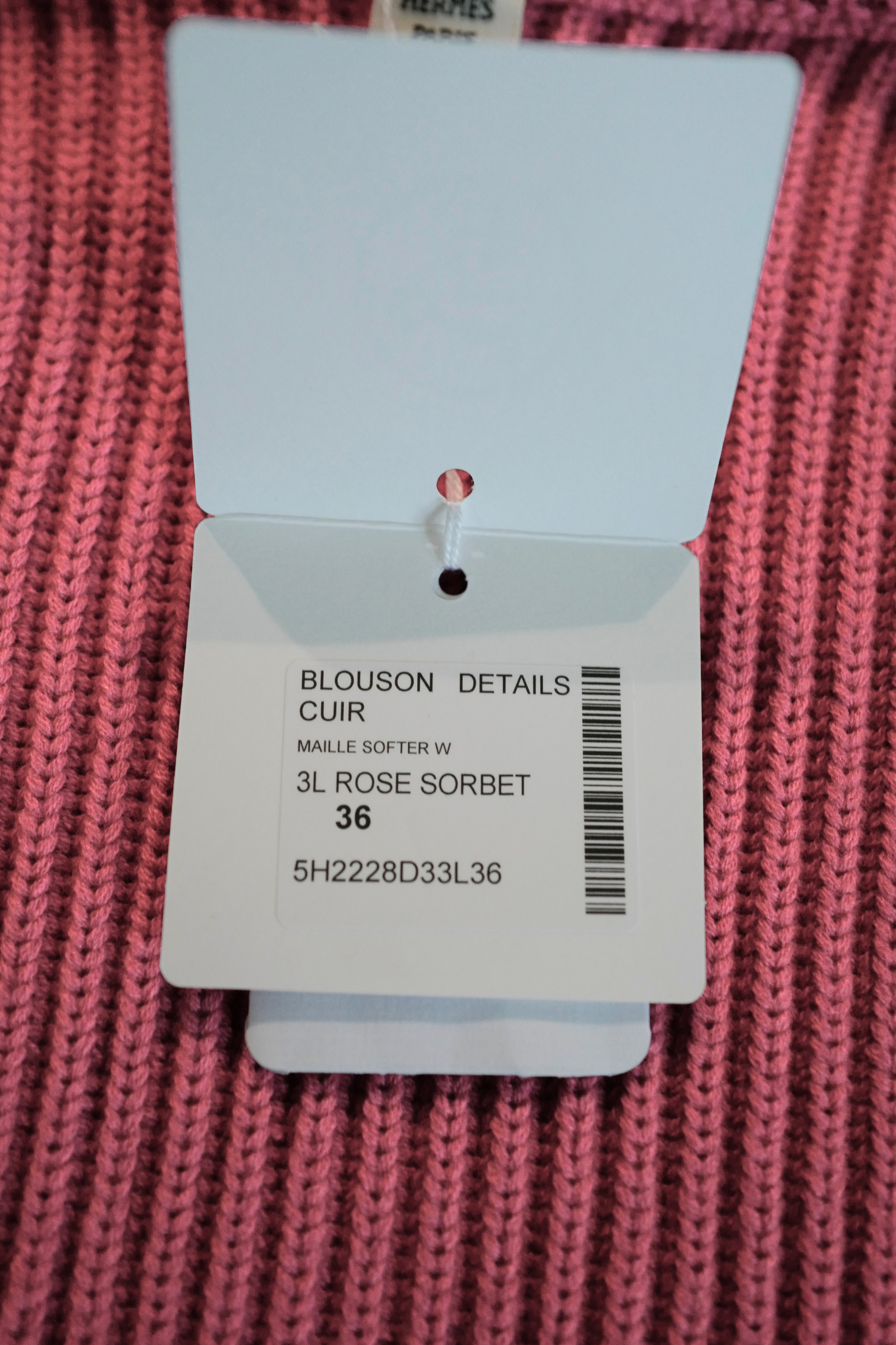 NEW Hermès Blouson Cardigan Jacket Rose Sorbet Wool with H Pockets Size 36