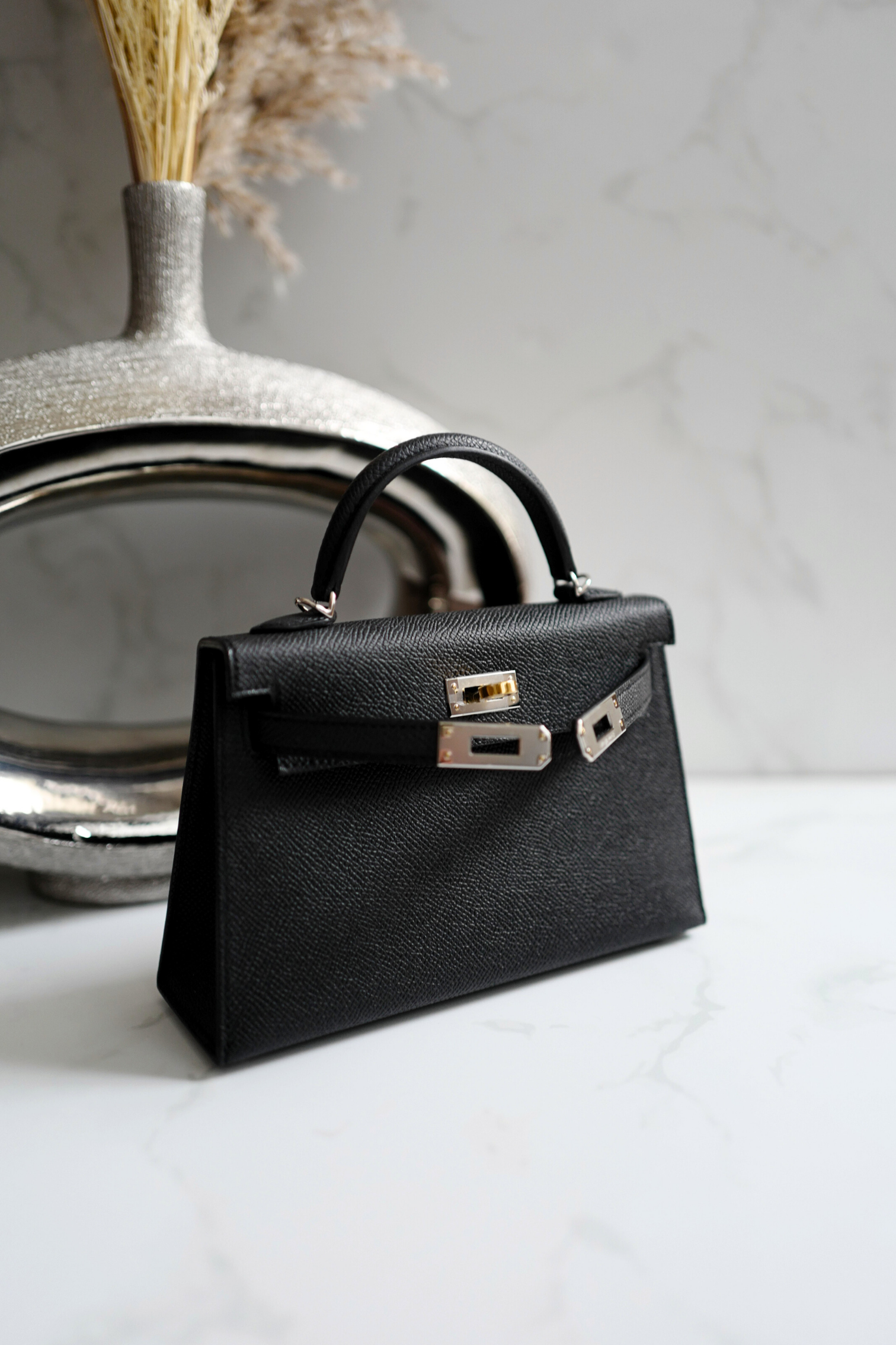 BNIB Hermes Mini Kelly Noir Black Epsom Electrum Hardware 2025
