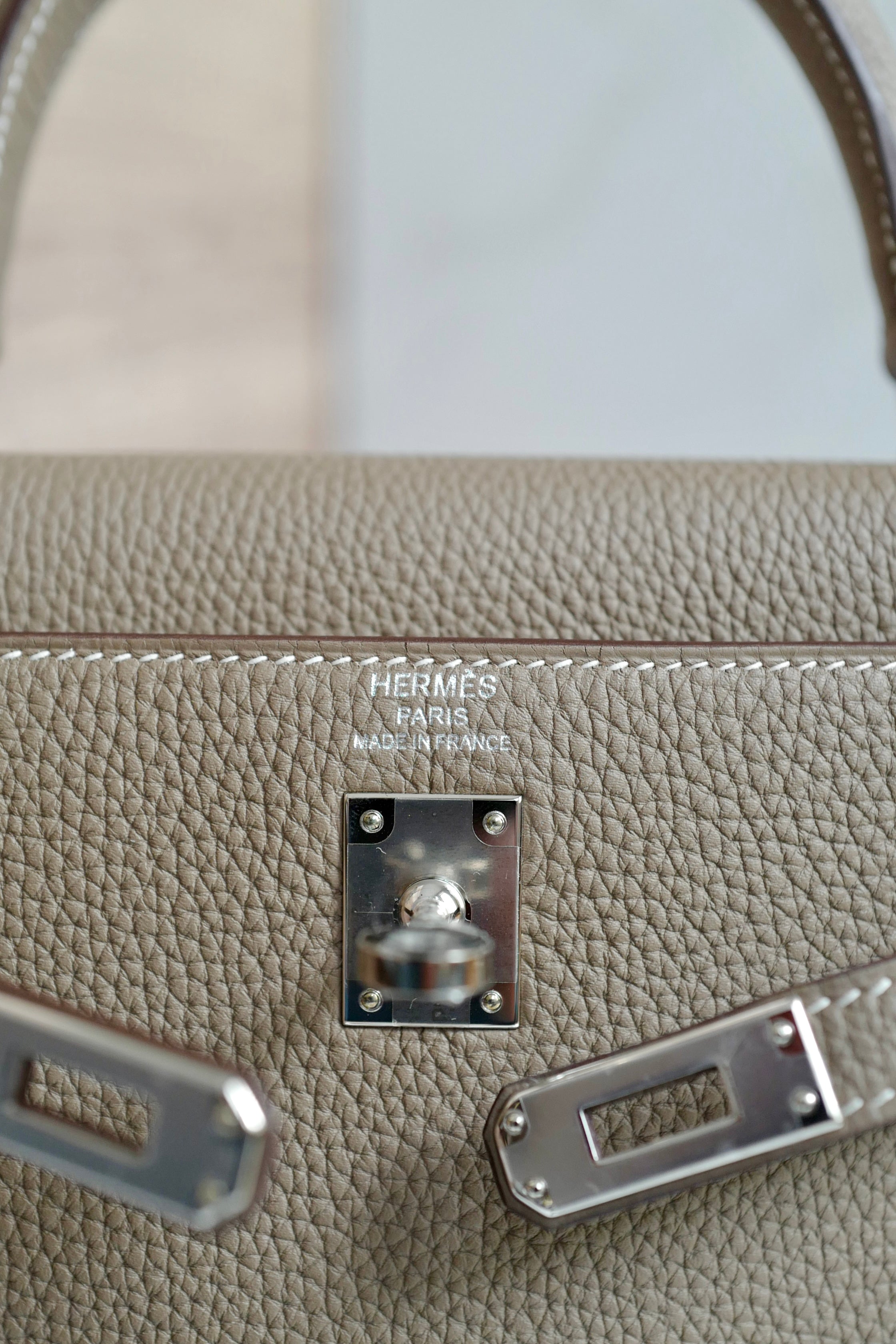 BNIB Hermes Kelly 25 Etoupe Togo Retourne Palladium HW Y 2020 NEW