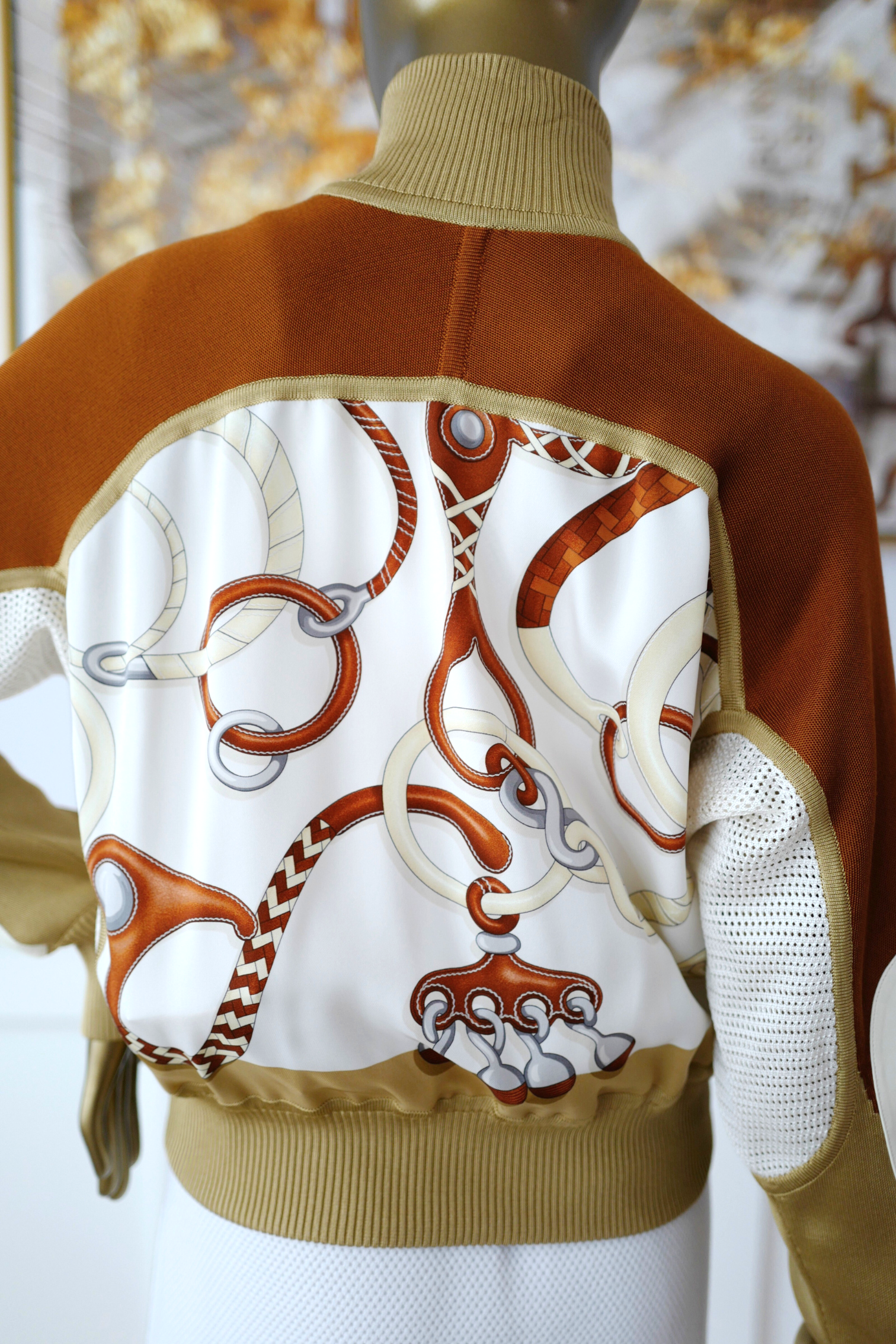 NEW HERMES Panoplie Tout Cuir twillaine bomber jacket Size 34 Blanc Nacre $6K